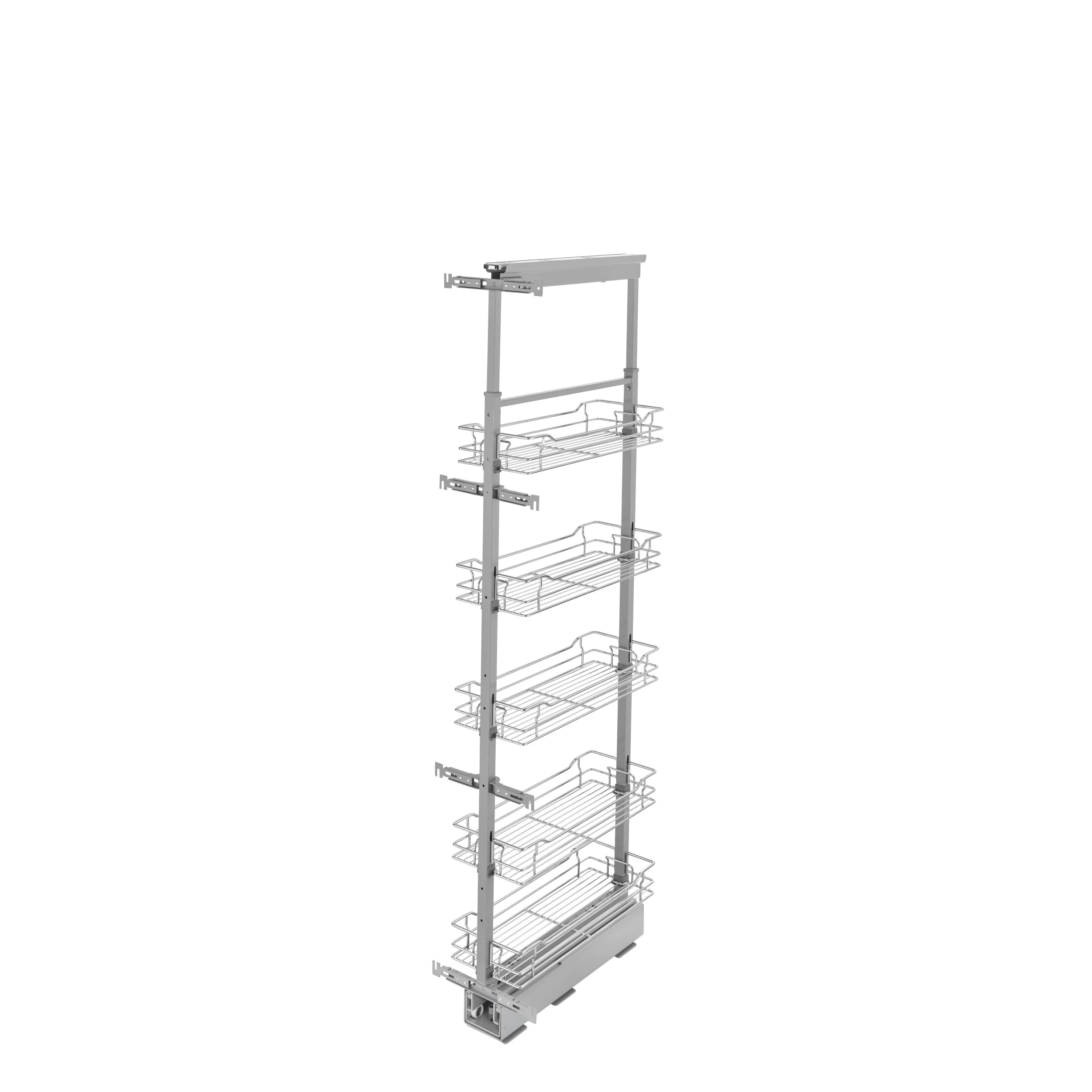 8 in Chrome Basket Pantry Pullout Soft Close Chrome 8.25 in (210 mm) W x 21.69 in (551 mm) D x 58.25 in (1480 mm) H