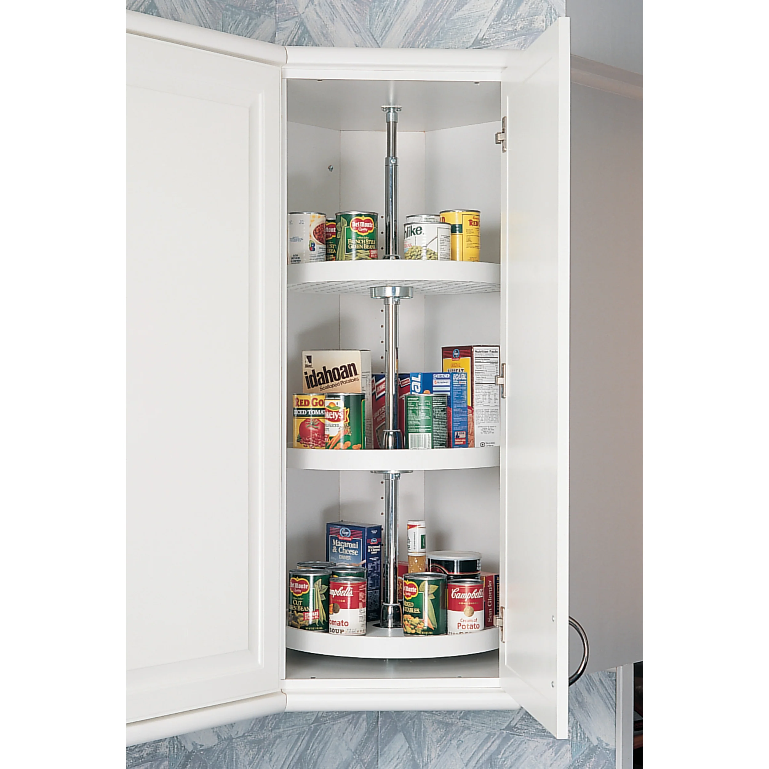 18 in White Polymer Full Circle Lazy Susans 3-Shelf White 18 in (457 mm) W x 18 in (457 mm) D x 38 in (965 mm) H