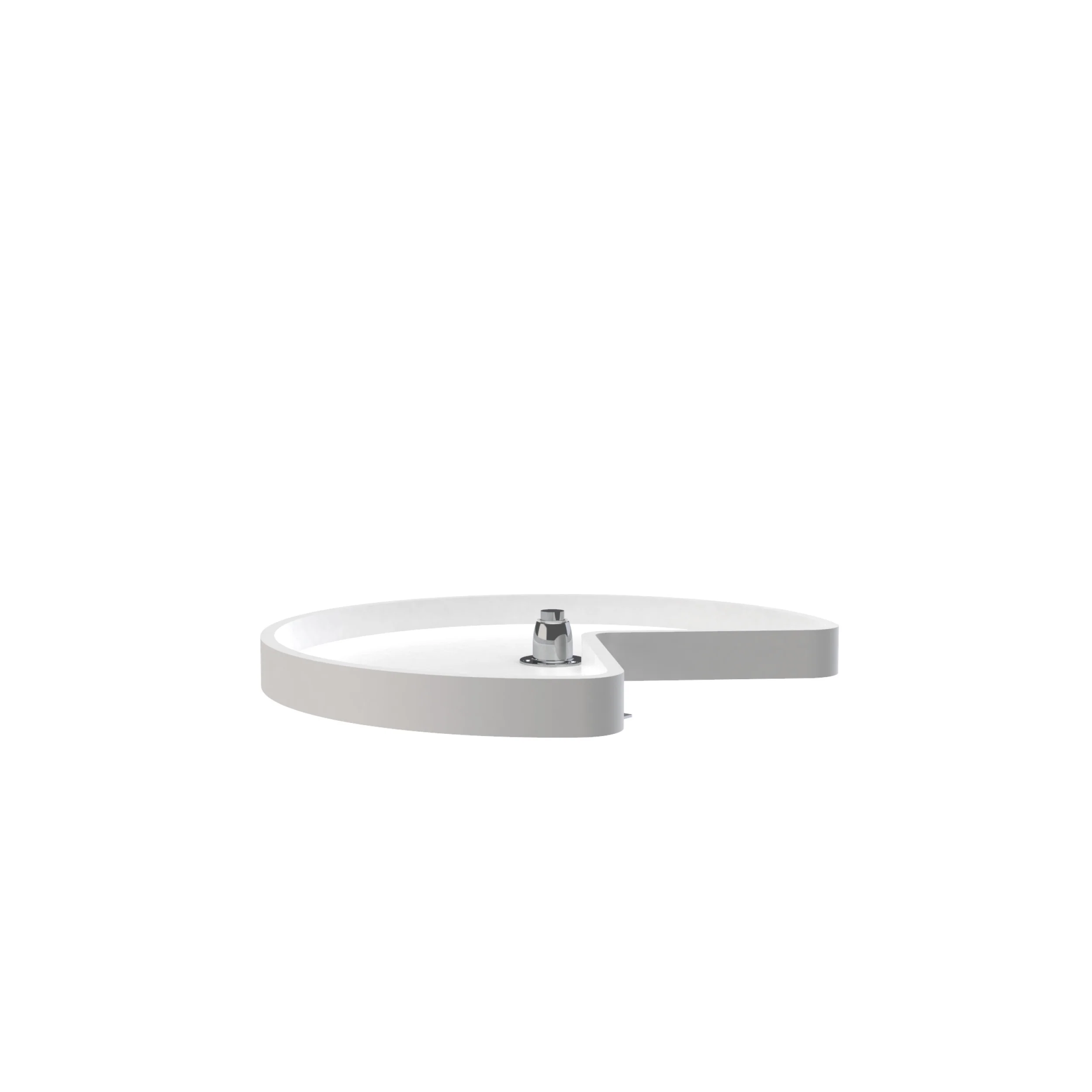 24 in White Polymer Kidney Lazy Susan w/bottom mount White  24 in (610 mm) W x 24 in (610 mm) D x 5 in (127 mm) H - Image 2