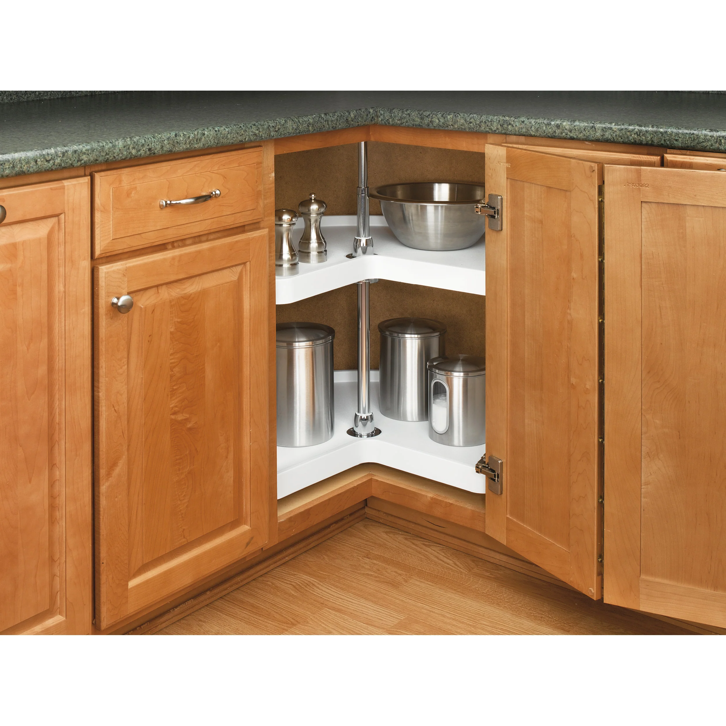 24 in White Polymer Kidney Lazy Susans 2-Shelf White 24 in (610 mm) W x 24 in (610 mm) D x 26 in (660 mm) H - Image 3