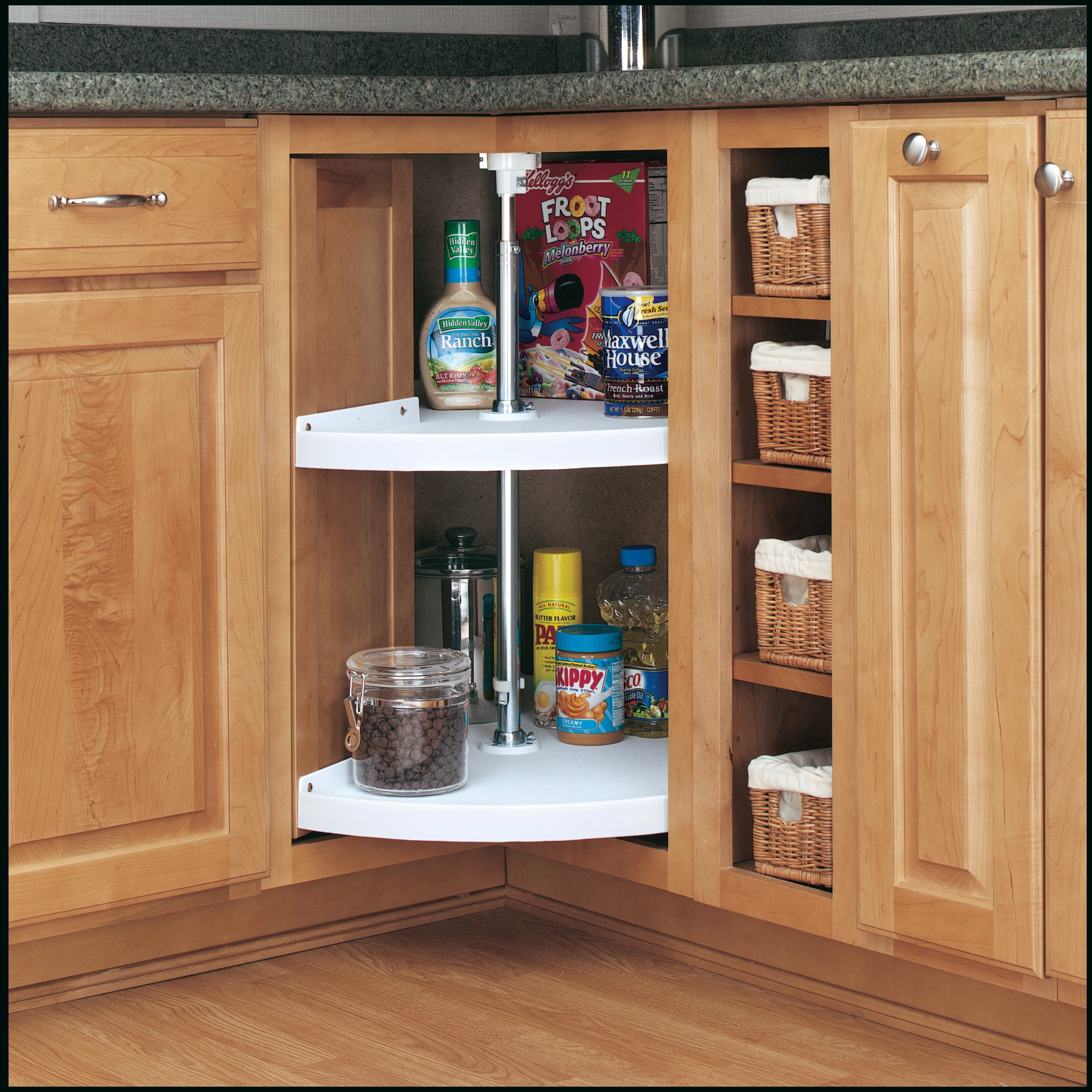 28 in White Polymer Pie-Cut Lazy Susans 2-Shelf White 28 in (711 mm) W x 28 in (711 mm) D x 26 in (660 mm) H - Image 2