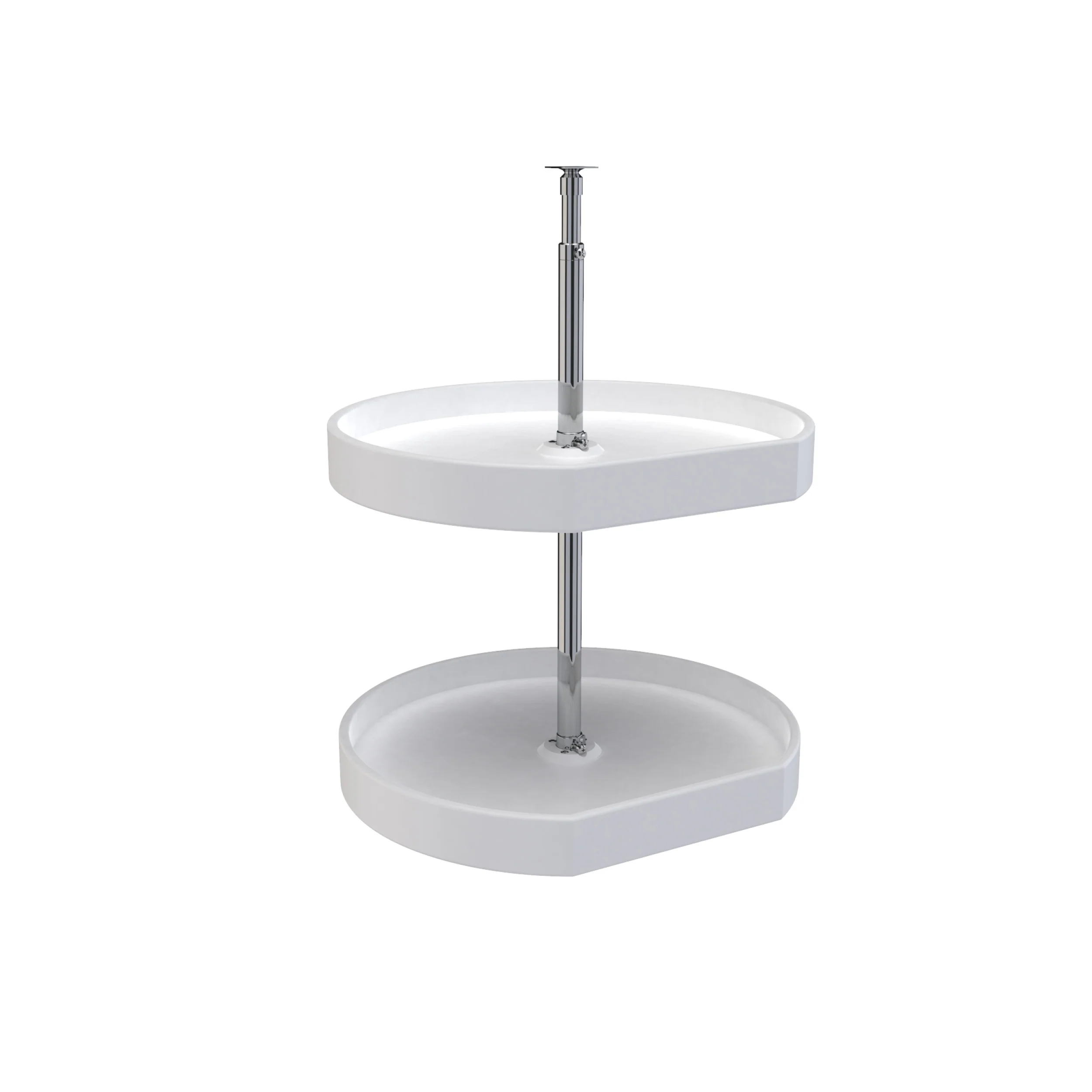 20 in White Polymer D-Shape Lazy Susans 2-Shelf White 20 in (508 mm) W x 20 in (508 mm) D x 24 in (610 mm) H