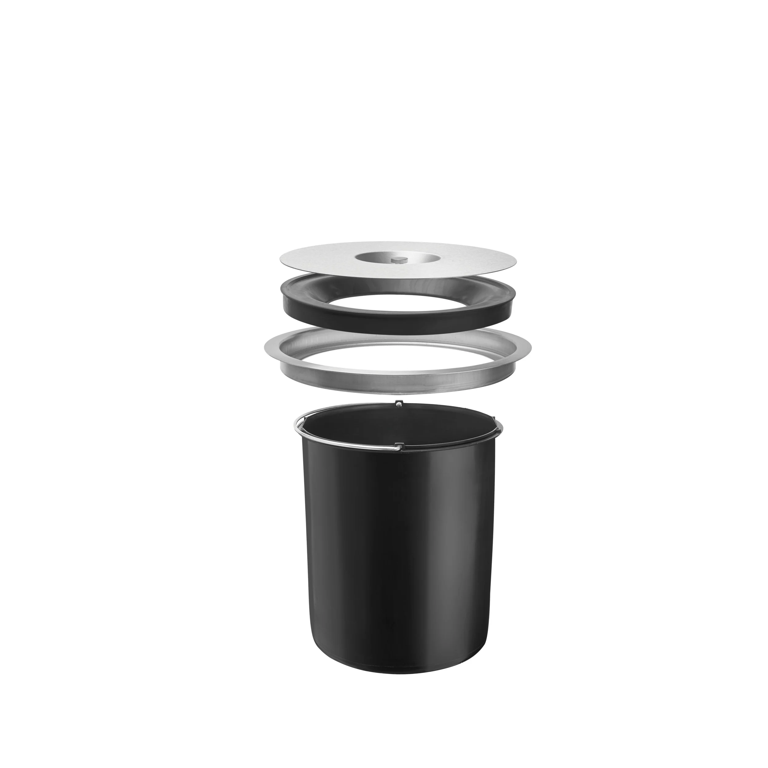 Counter mount Waste Container Stainless 12.25 in (311 mm) W x 12.25 in (311 mm) D x 11.63 in (295 mm) H