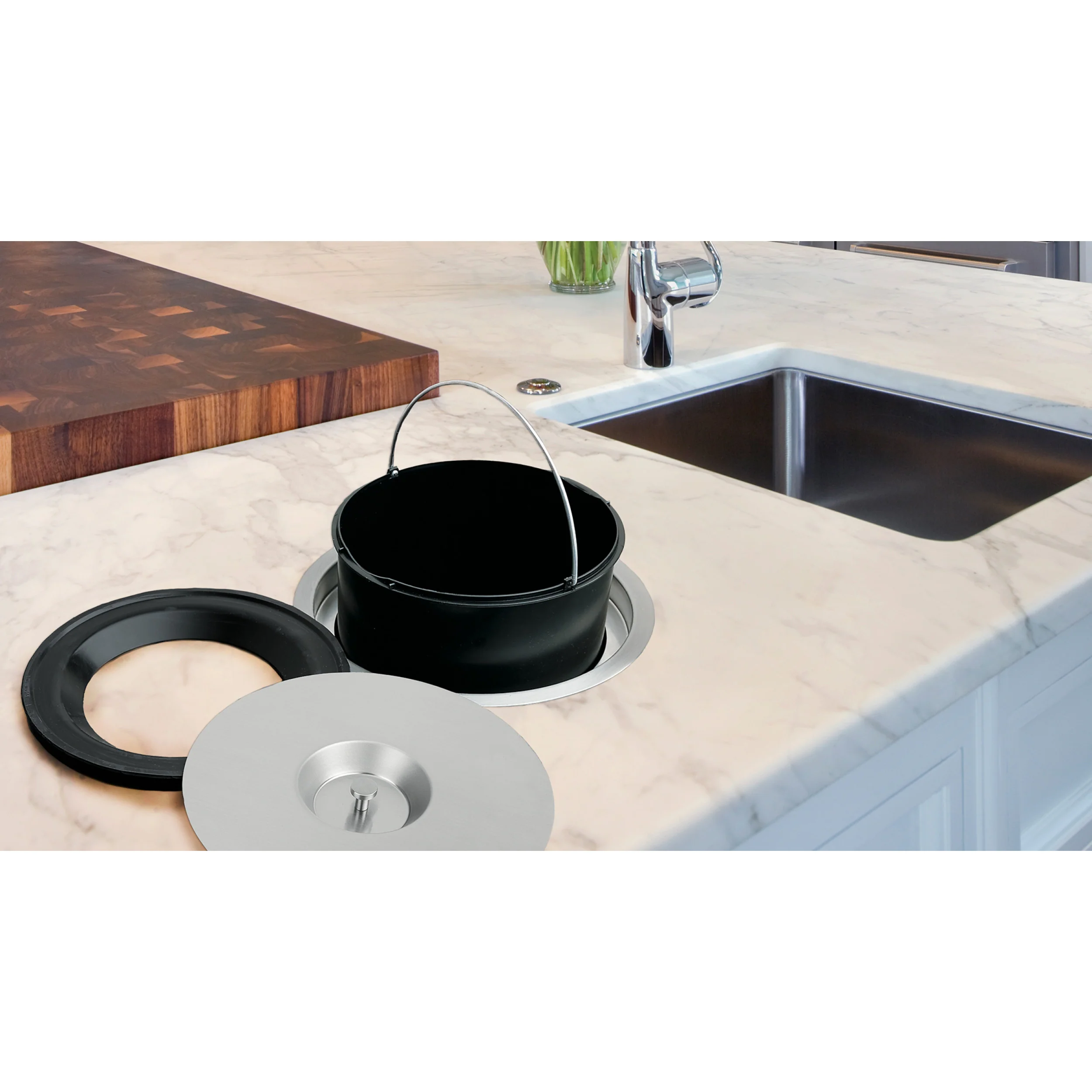 Counter mount Waste Container Stainless 12.25 in (311 mm) W x 12.25 in (311 mm) D x 11.63 in (295 mm) H - Image 4