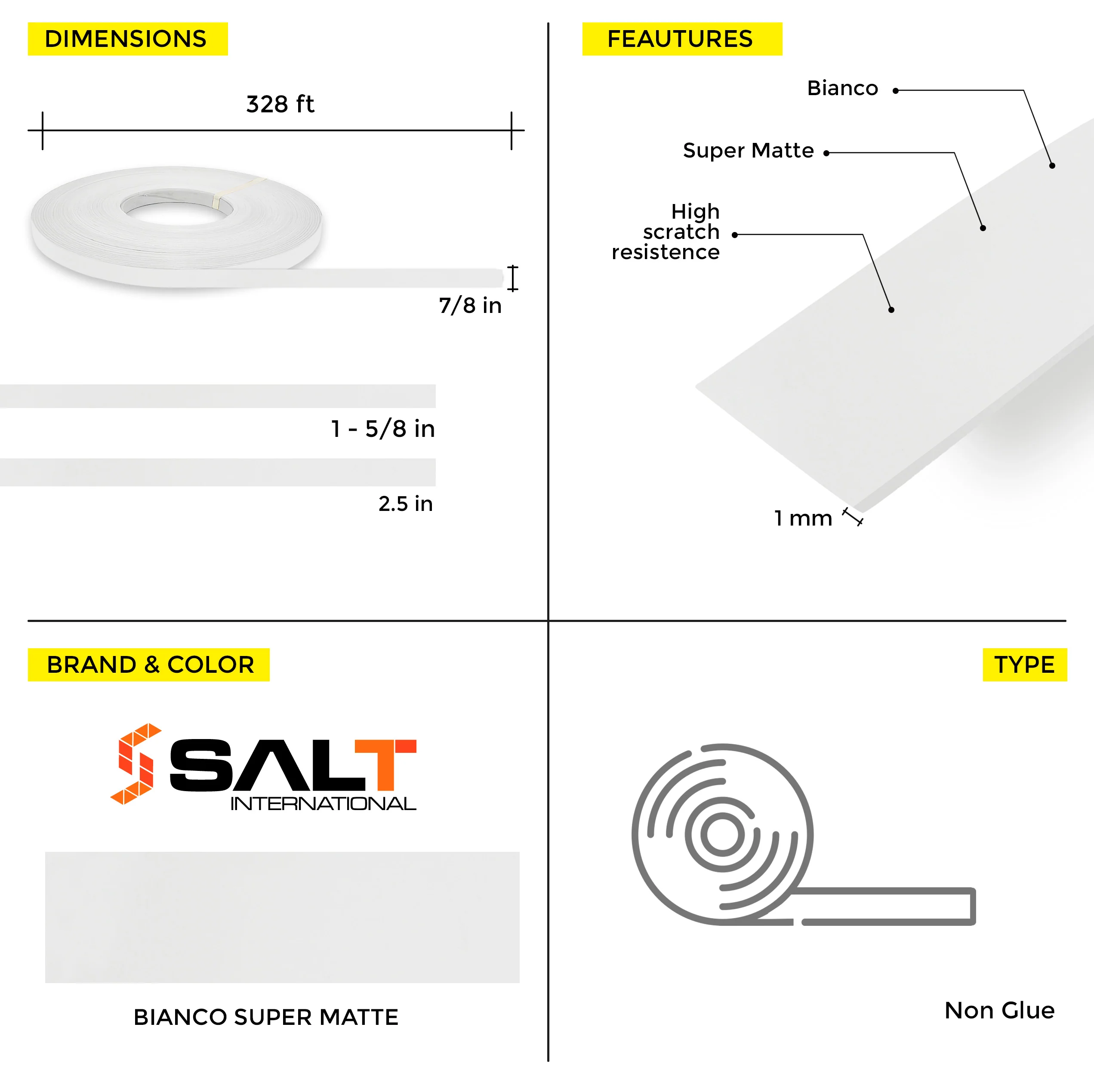 Bianco Super Matte PVC Edge Banding (328 ft x 1 mm) - Image 37