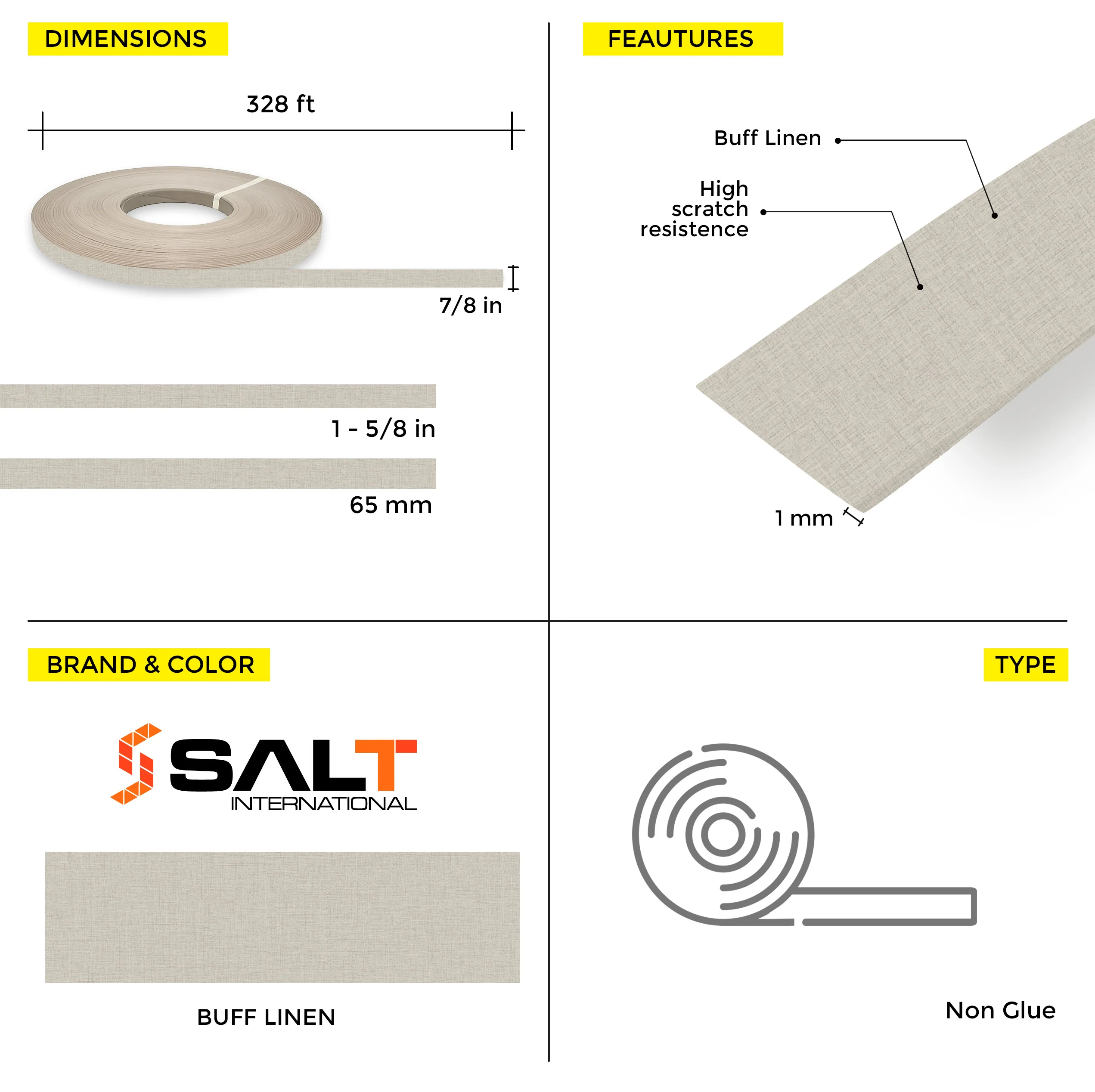 Buff Linen PVC Edge Banding (328 ft x 1 mm) - Image 10
