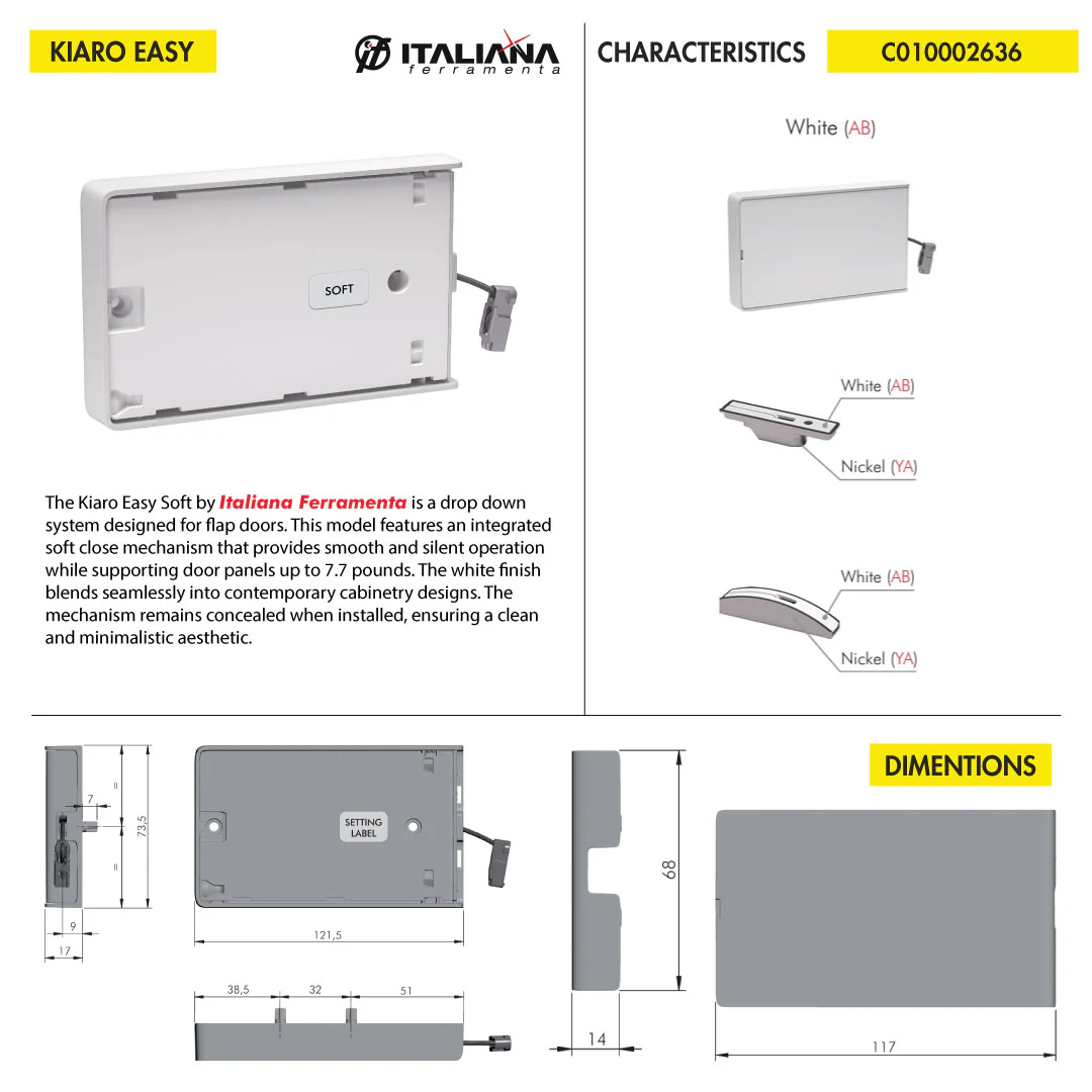 DROP DOWN SYSTEM ITALIANA FERRAMENTA KIARO EASY SOFT 7.7 LB CAPACITY WHITE - Image 8
