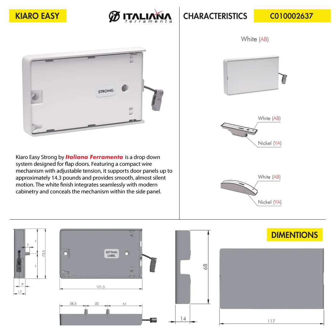 DROP DOWN SYSTEM ITALIANA FERRAMENTA KIARO EASY STRONG 14.3 LB CAPACITY WHITE - Image 8