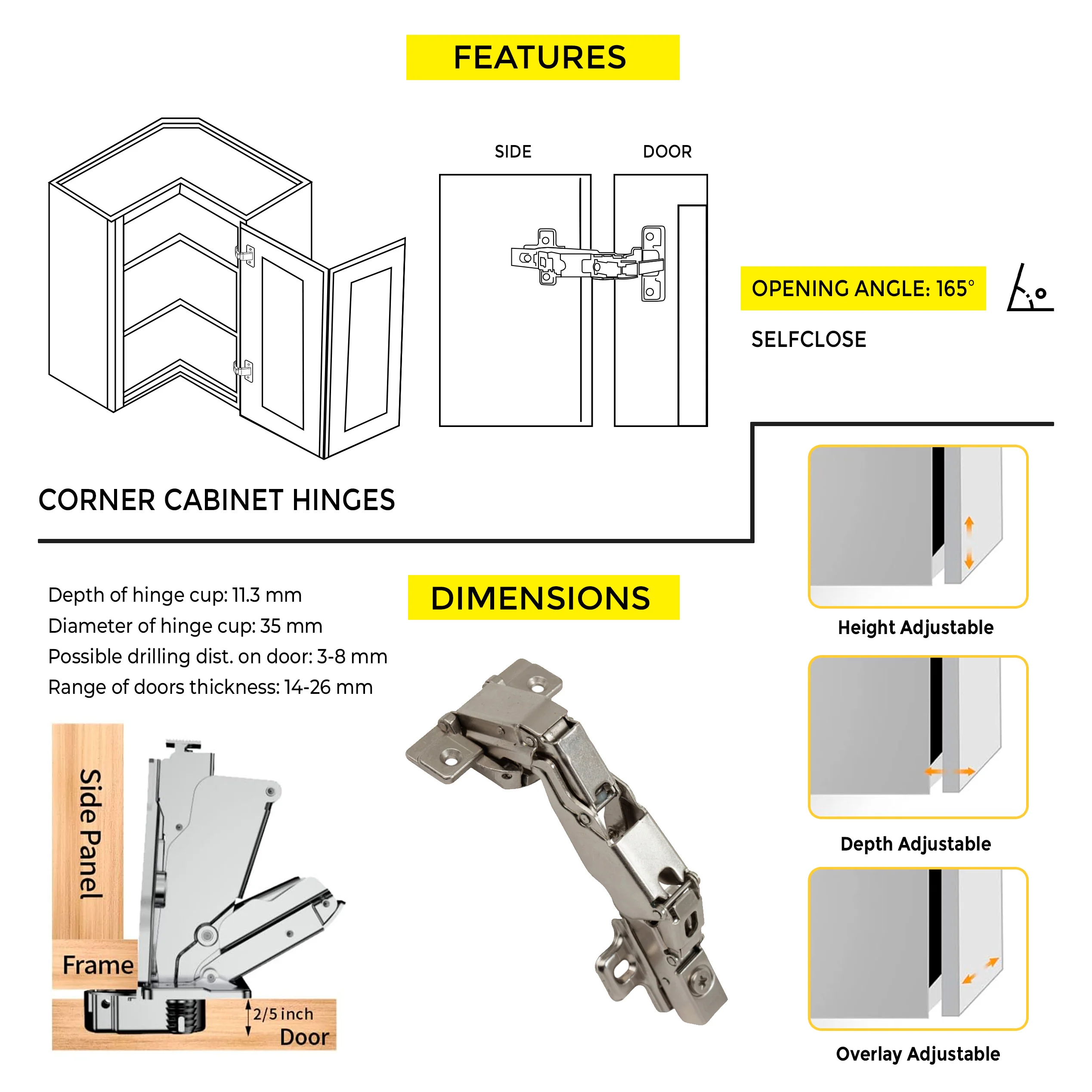 Clip-On Hinge 165° Opening Angle - Image 4