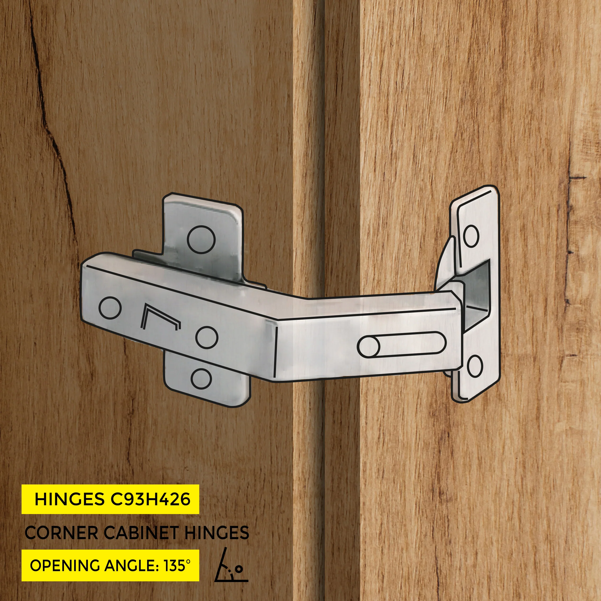 Clip-On Hinge 135° Pie Cut - Image 3