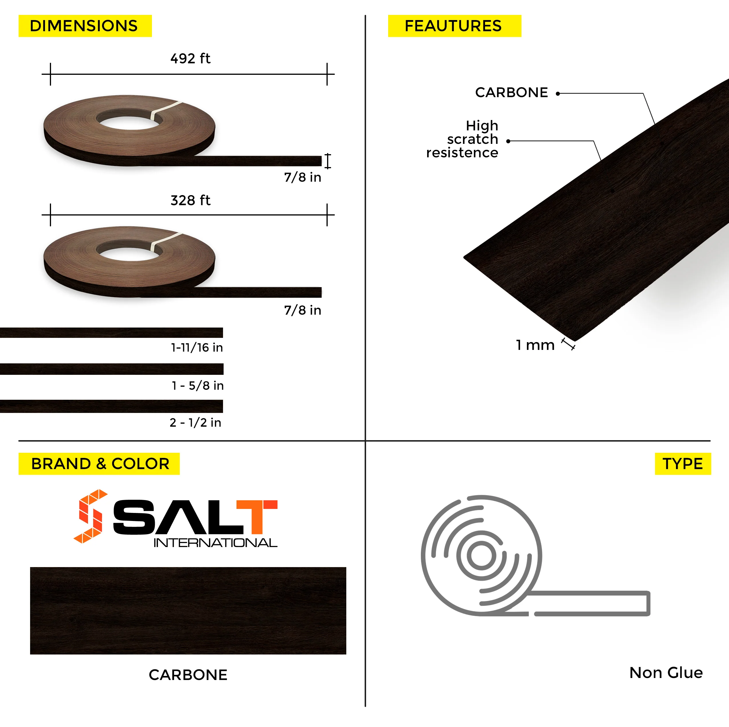 Carbone PVC Edge Banding (328 ft x 1 mm) - Image 4