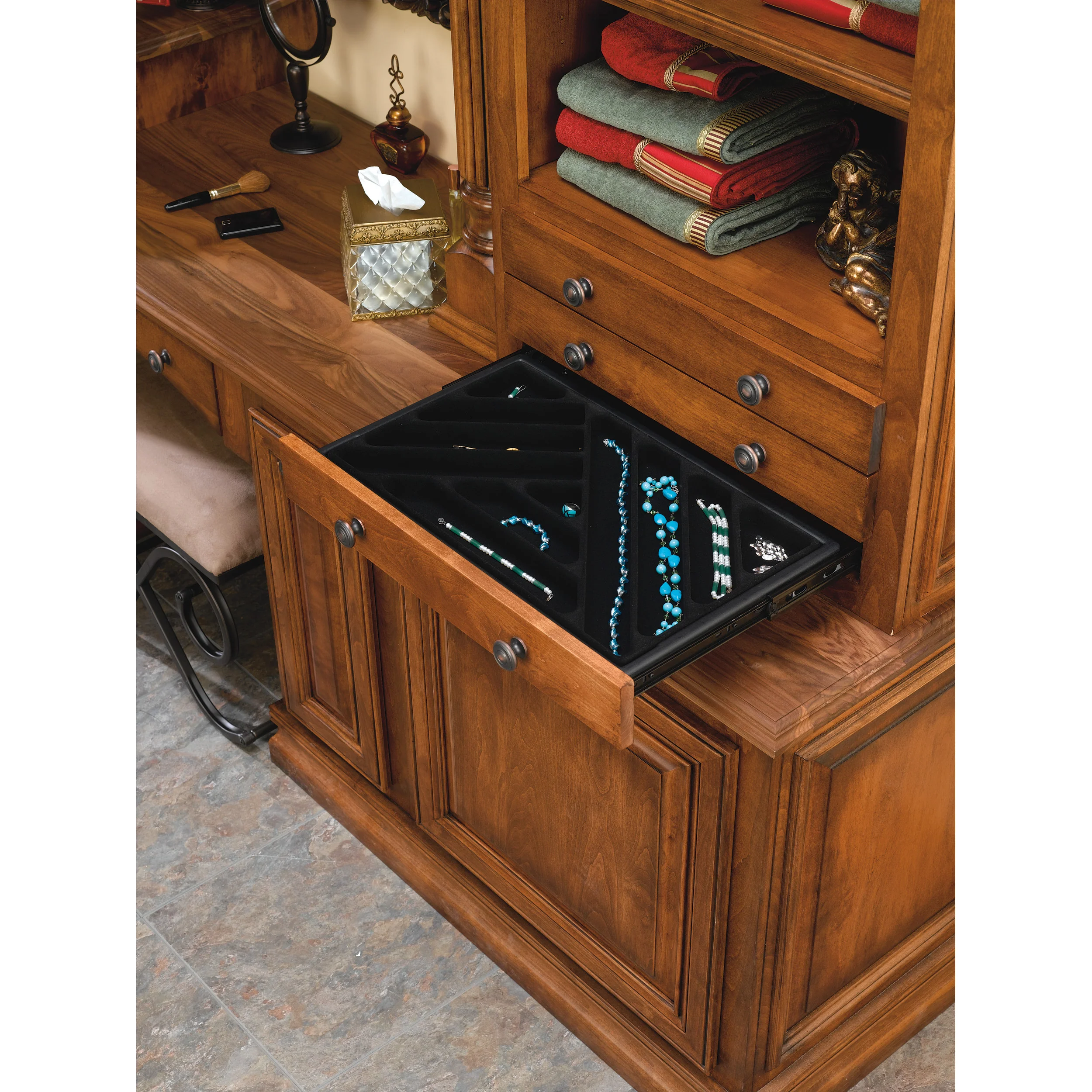 Jewelry Drawer Standard Insert mounting Bracket Black 1.8 in (46 mm) W x 1 in (25 mm) D x 3 in (76 mm) H