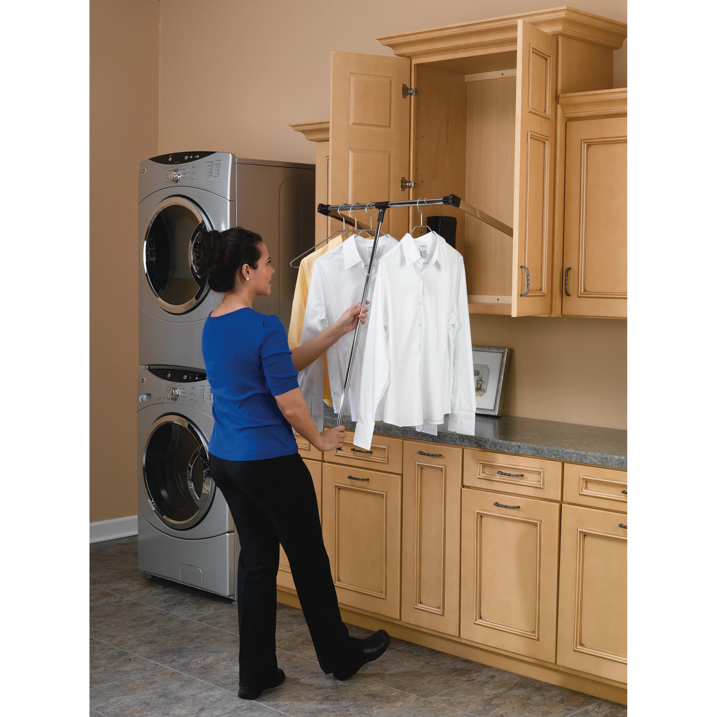 Adjustable Pull Down Closet Rod 26 in- 35 in Chrome 26 in (660 mm) W x 4 in (102 mm) D x 34.75 in (883 mm) H - Image 2