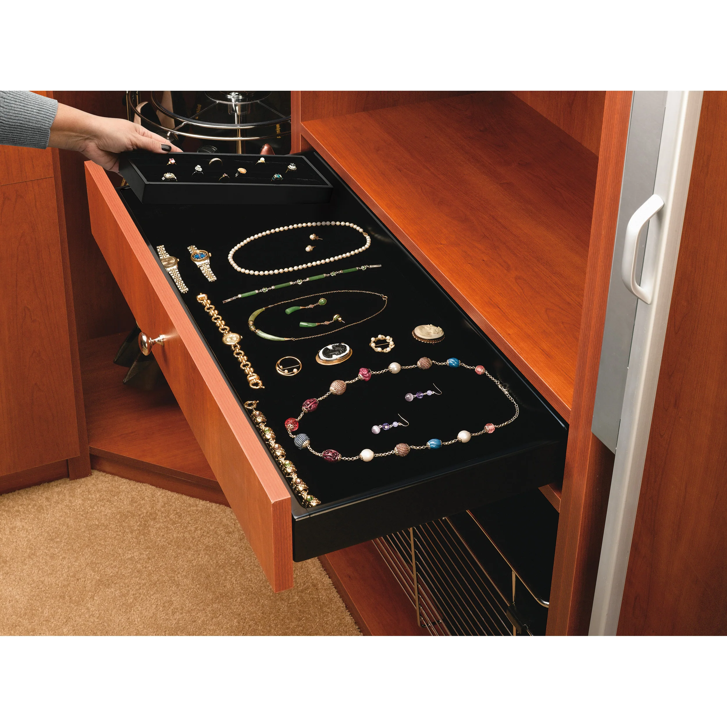 24 in Black Medium Undermount Jewelry Drawer Black 24 in (610 mm) W x 14 in (356 mm) D x 3.13 in (80 mm) H - Image 5
