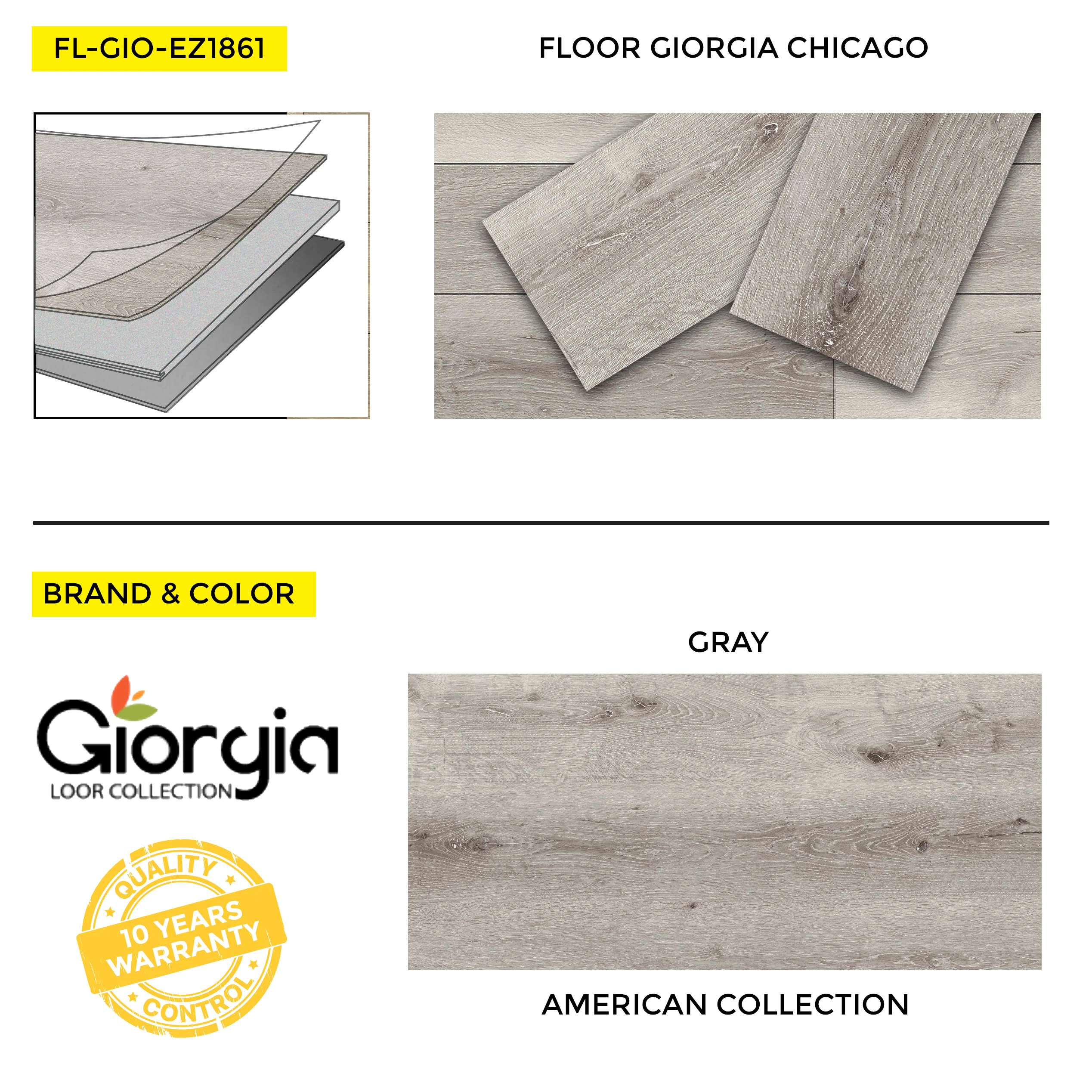 Vinyl Flooring Giorgia American Collection Chicago, 7" x 48", 12 mil Wear Layer - Image 2