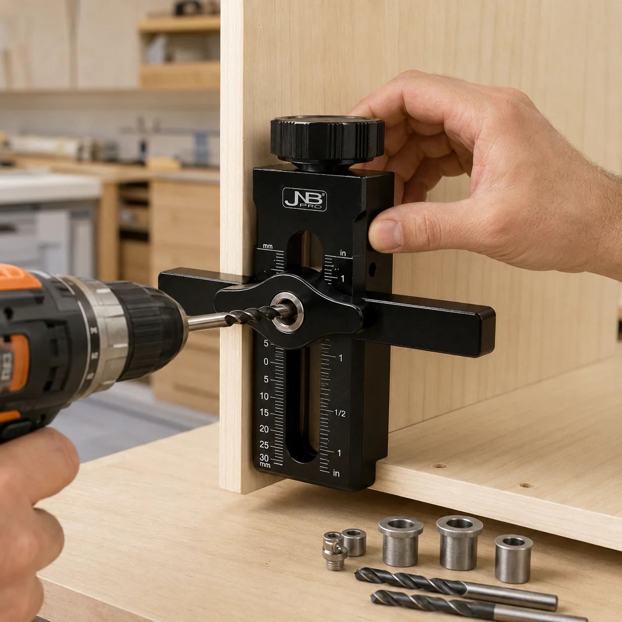 JNB Cabinet Door Mounting Jig & Center Hole Positioner - Image 2