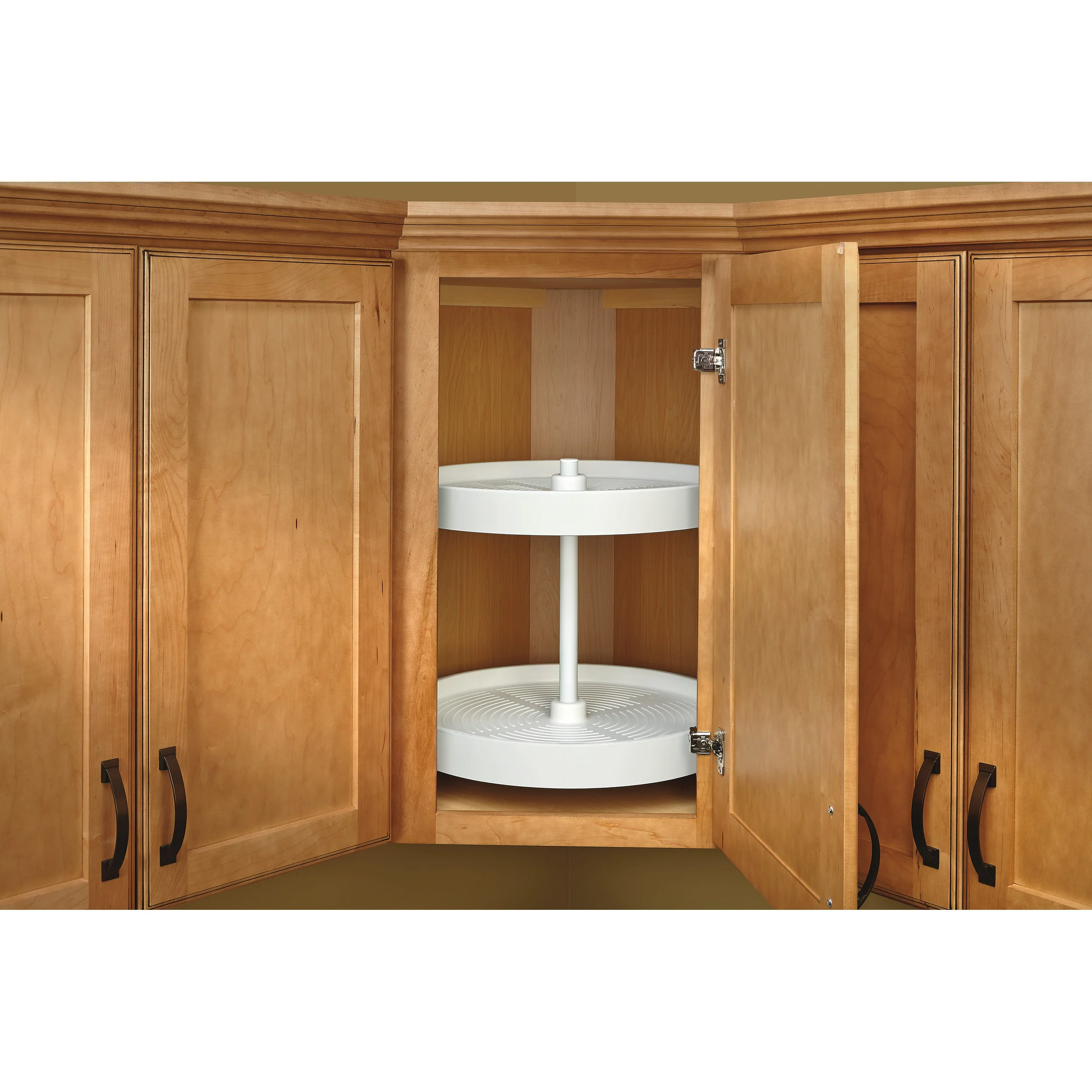 18 in Almond Polymer Full Circle Lazy Susans 2-Shelf Almond 18 in (457 mm) W x 18 in (457 mm) D x 17.38 in (441 mm) H