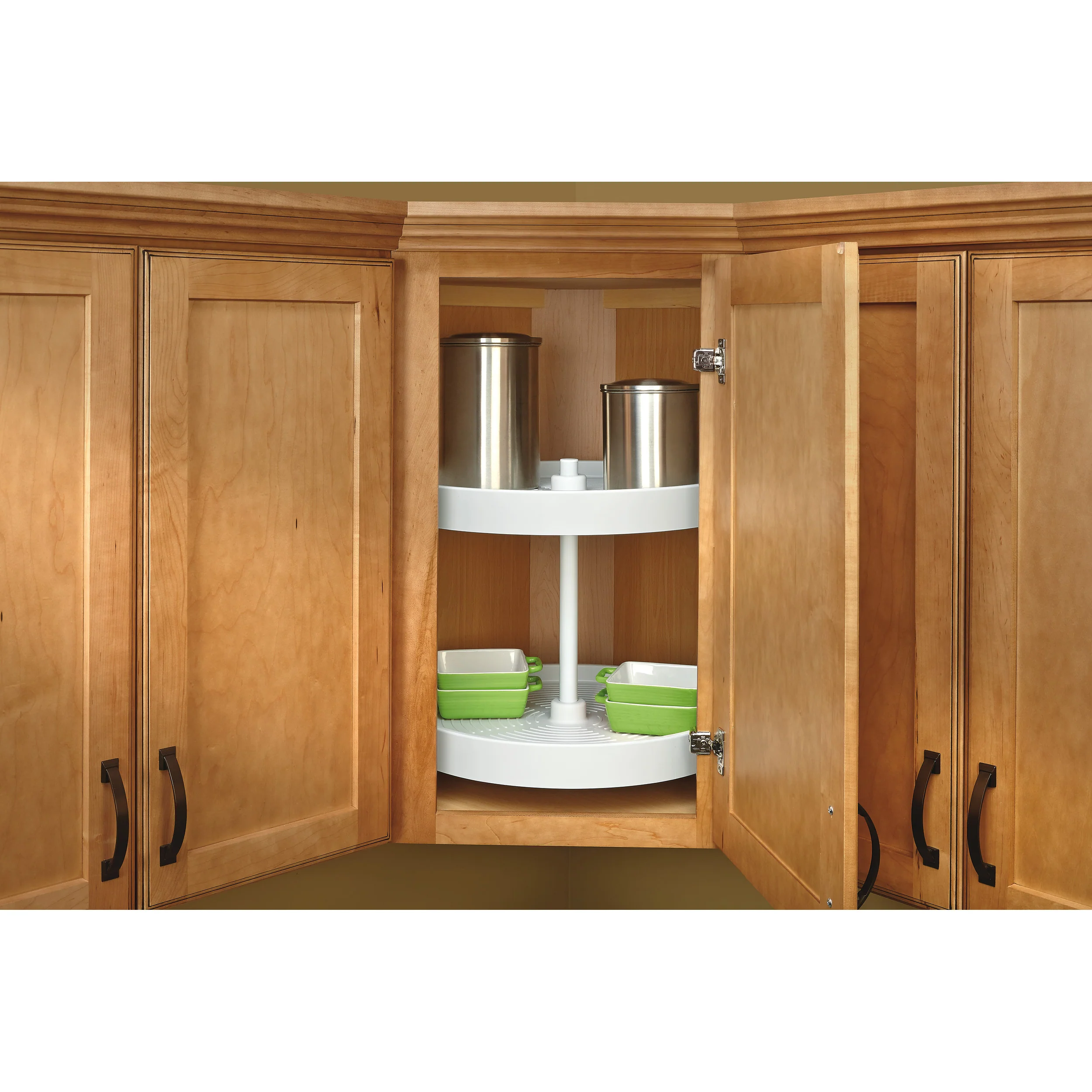 18 in Almond Polymer Full Circle Lazy Susans 2-Shelf Almond 18 in (457 mm) W x 18 in (457 mm) D x 17.38 in (441 mm) H - Image 4