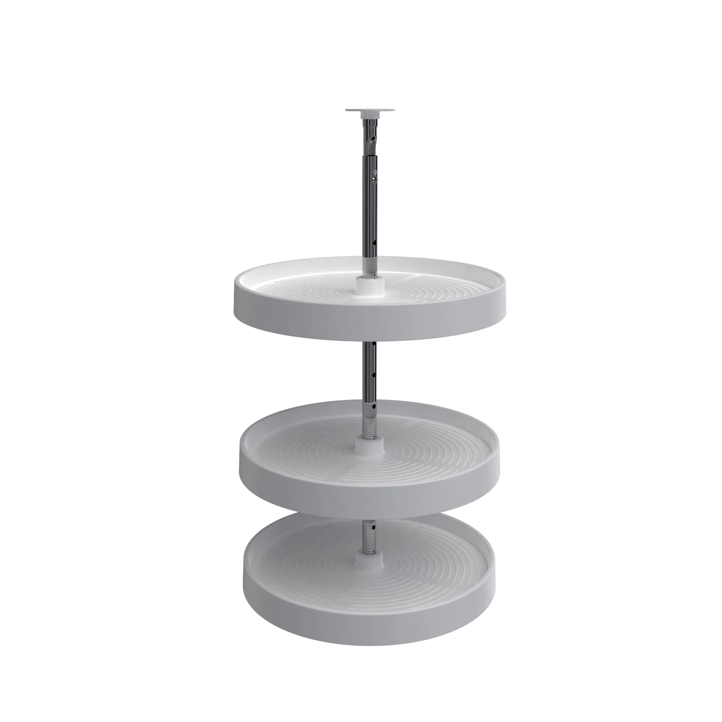 18 in White Polymer Full Circle Lazy Susans 3-Shelf White 18 in (457 mm) W x 18 in (457 mm) D x 34 in (864 mm) H