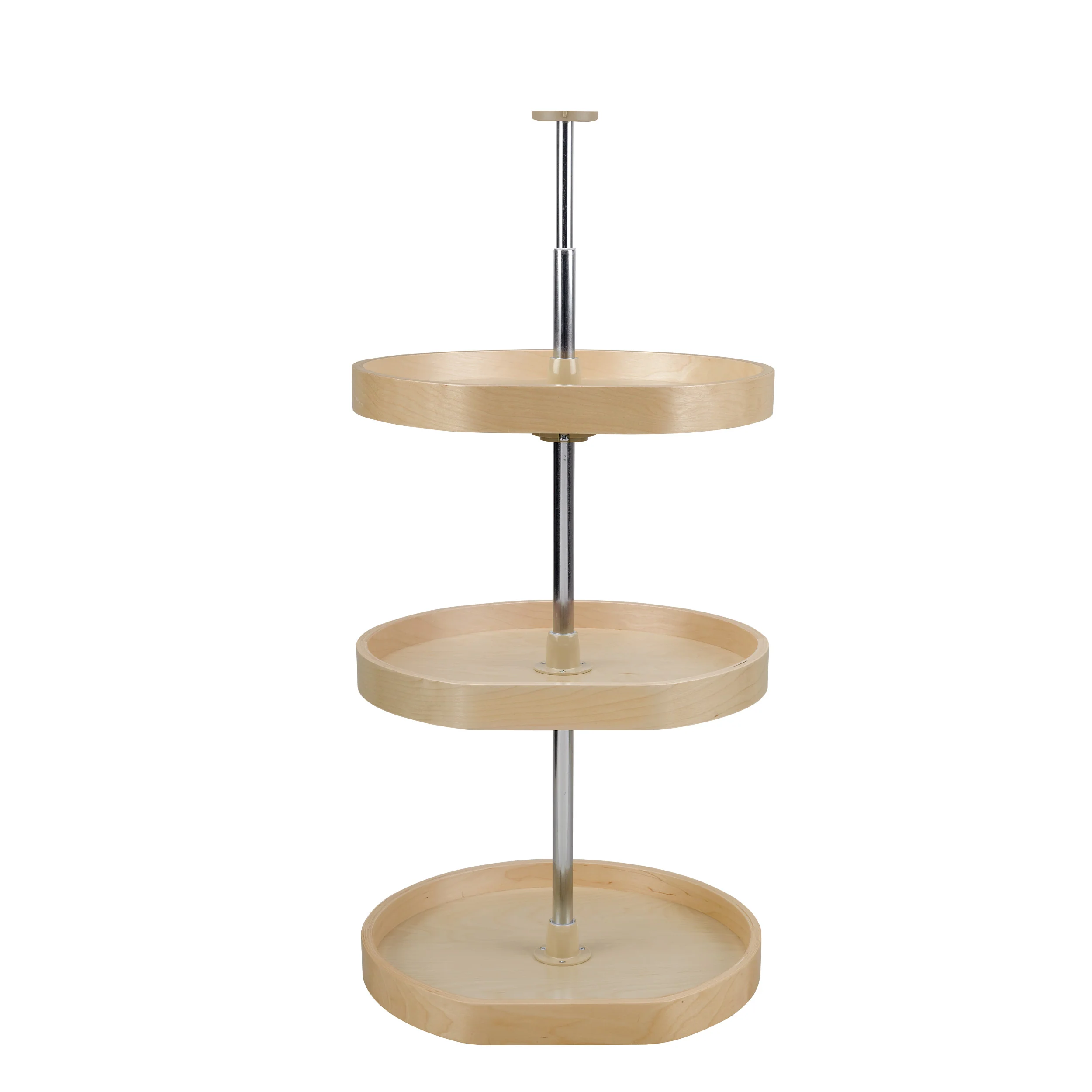 20 in Banded Wood D-Shape Lazy Susans 3-Shelf Natural 20 in (508 mm) W x 20 in (508 mm) D x 38 in (965 mm) H - Image 7