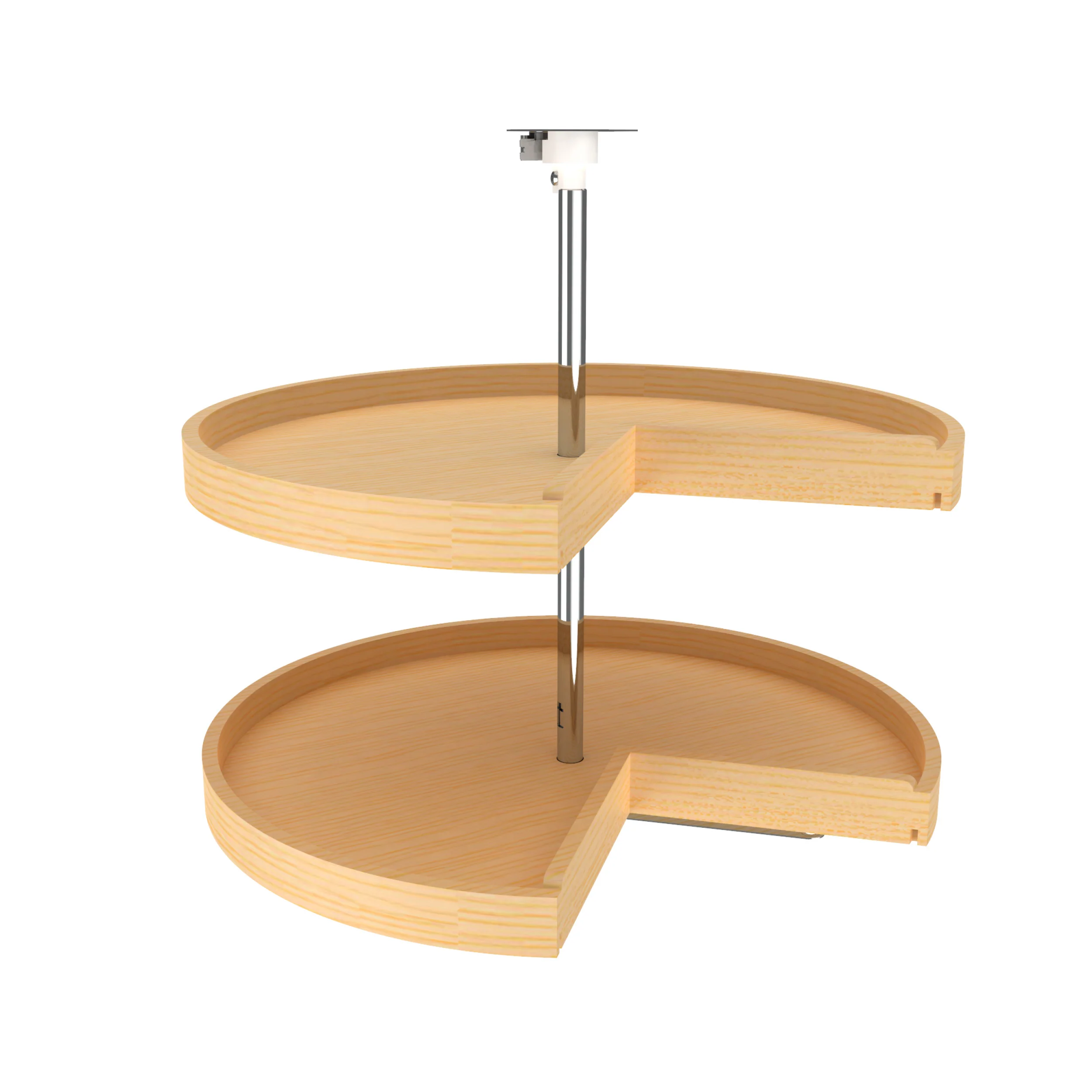 28 in Banded Wood Pie-Cut Lazy Susans 2-Shelf Natural 28 in (711 mm) W x 28 in (711 mm) D x 26 in (660 mm) H - Image 3