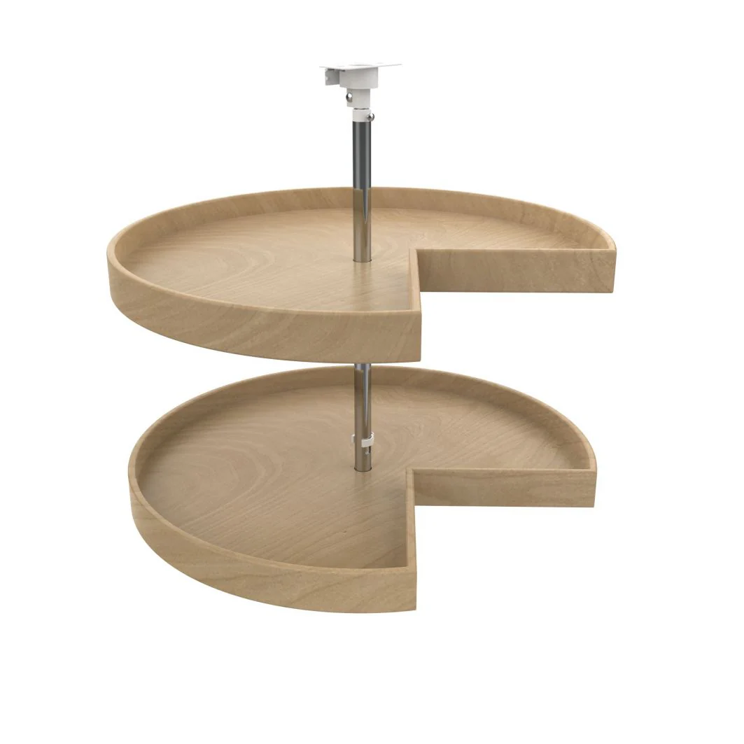 28 in Banded Wood Pie-Cut Lazy Susans 2-Shelf Natural 28 in (711 mm) W x 28 in (711 mm) D x 26 in (660 mm) H - Image 7