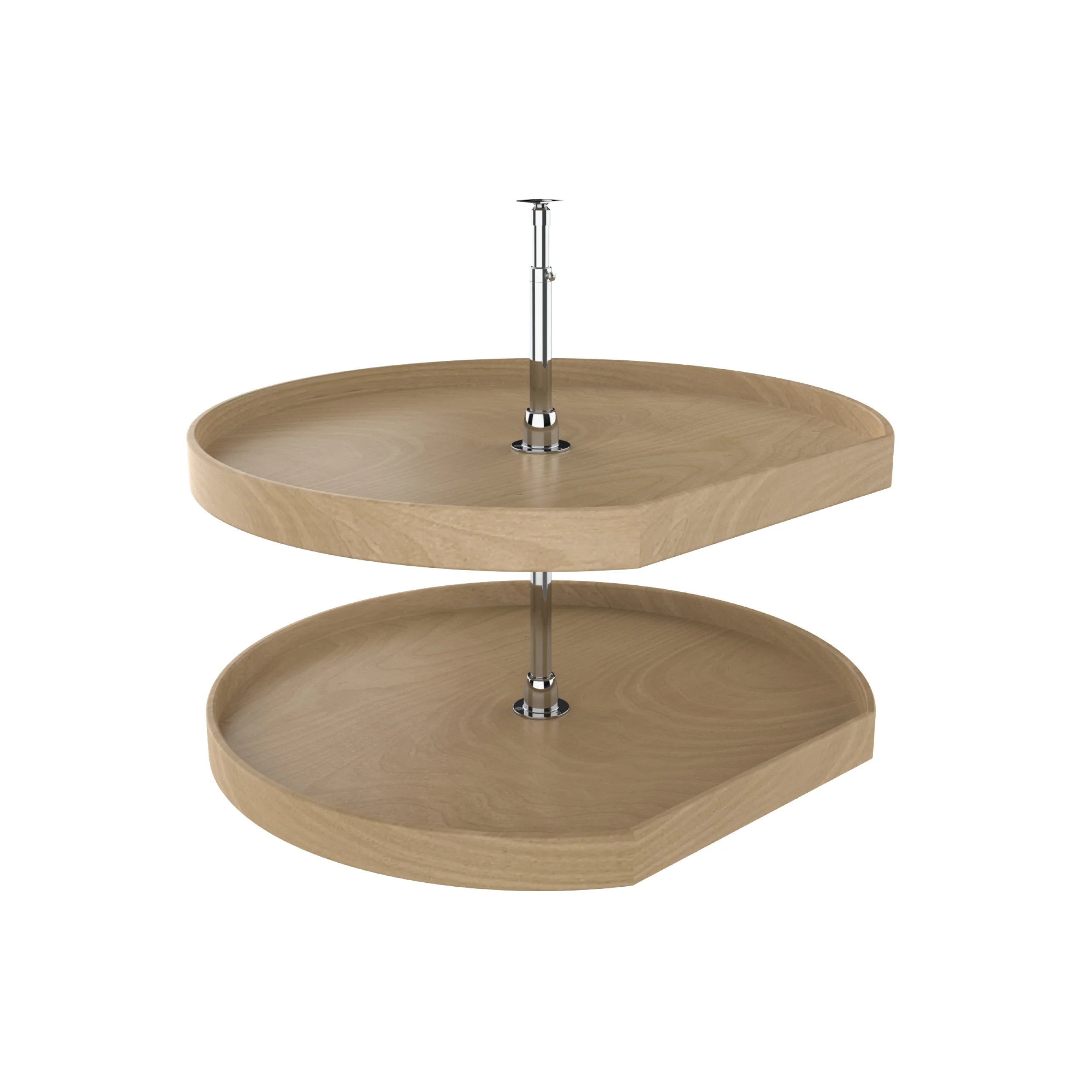 32 in Natural Wood D-Shape Lazy Susans 2-Shelf Natural 32 in (813 mm) W x 32 in (813 mm) D x 26 in (660 mm) H - Image 3