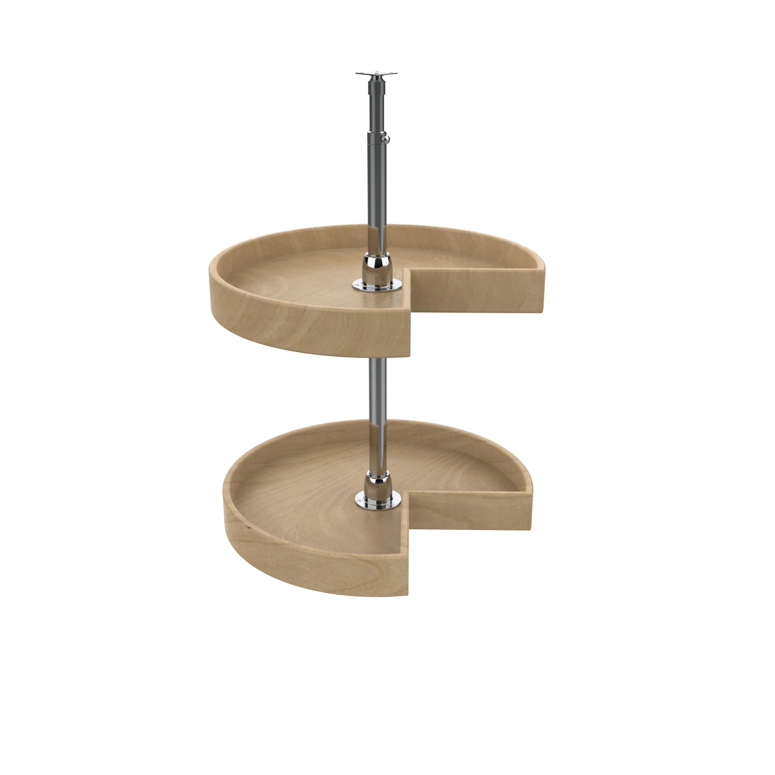 18 in Natural Wood Kidney Lazy Susans 2-Shelf Natural 18 in (457 mm) W x 18 in (457 mm) D x 26 in (660 mm) H