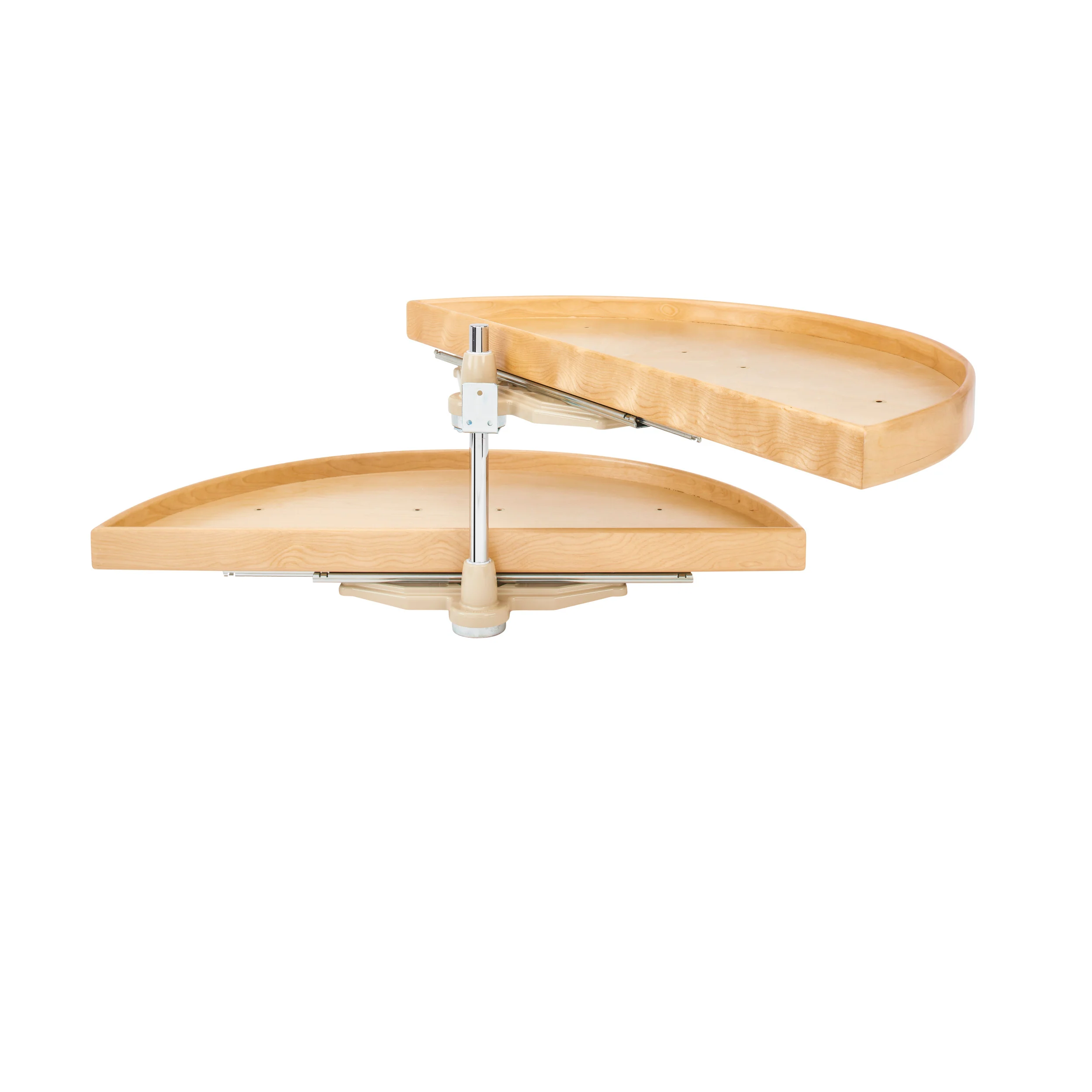 38 in Natural Wood Two-Tier Half-Moon Lazy Susans Natural 38 in (965 mm) W x 17.13 in (435 mm) D x 16 in (406 mm) H