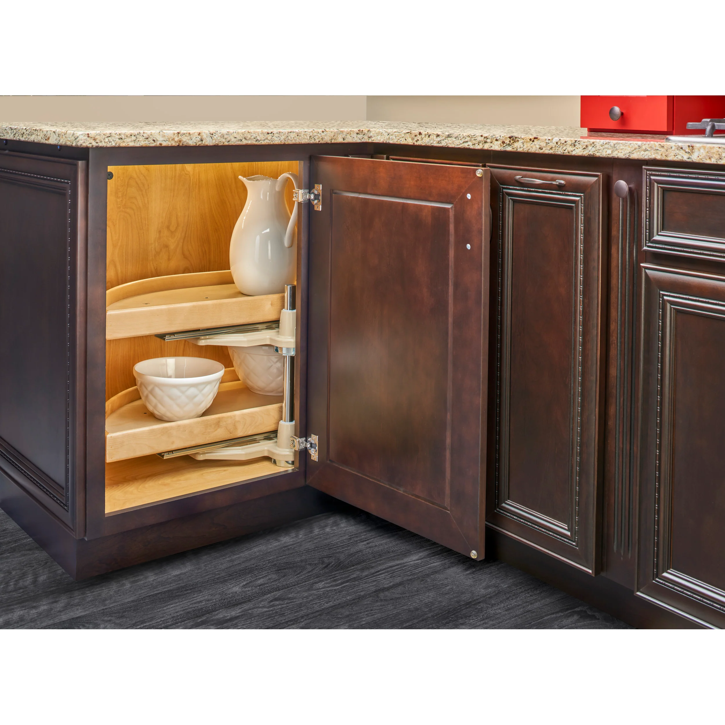 38 in Natural Wood Two-Tier Half-Moon Lazy Susans Natural 38 in (965 mm) W x 17.13 in (435 mm) D x 16 in (406 mm) H - Image 3