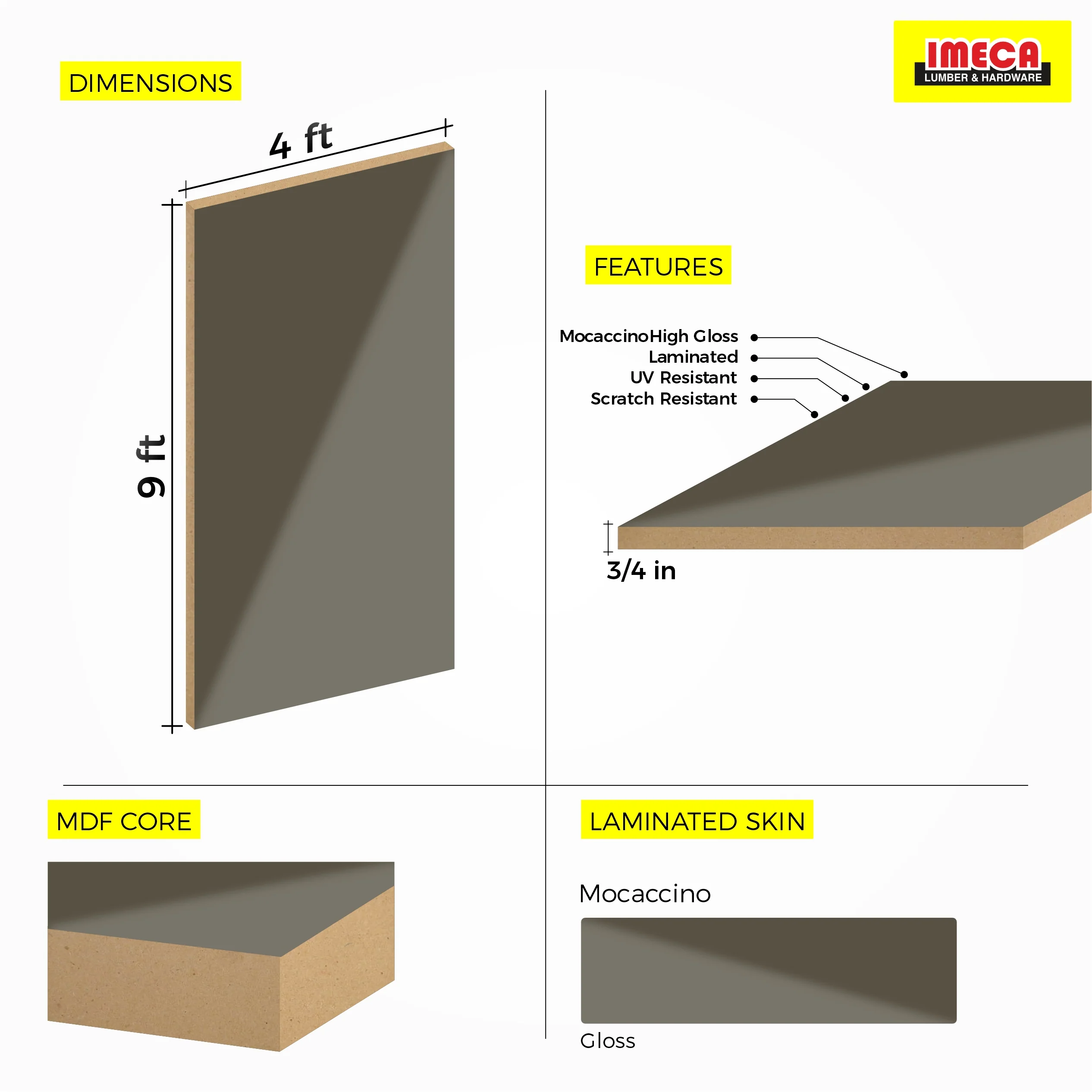 MDF MOCACCINO HG  3/4 4X9   AGT 6015 - Image 5