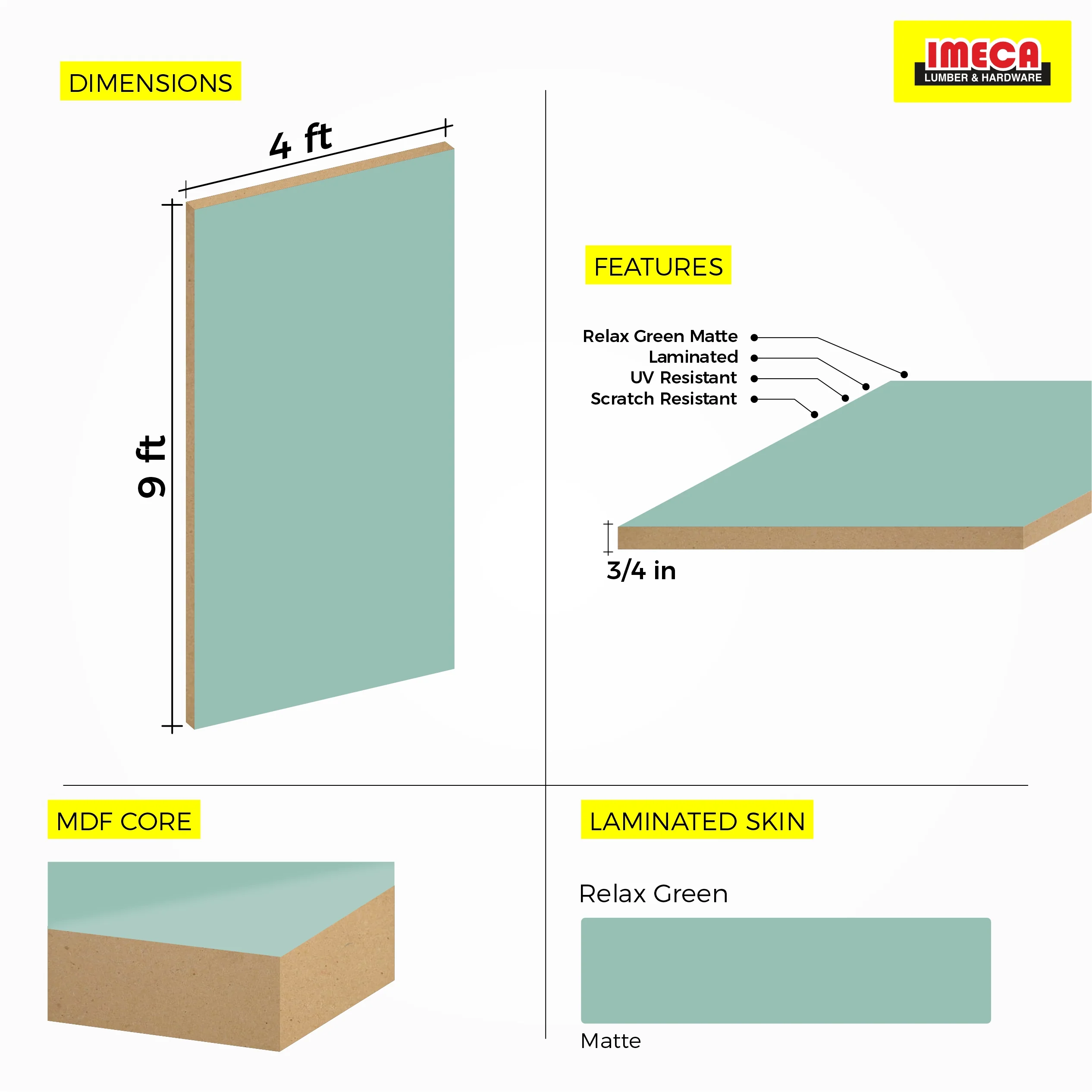 MDF SOFT TOUCH RELAX GREEN MATTE 3/4 4X9  AGT 735 - Image 5