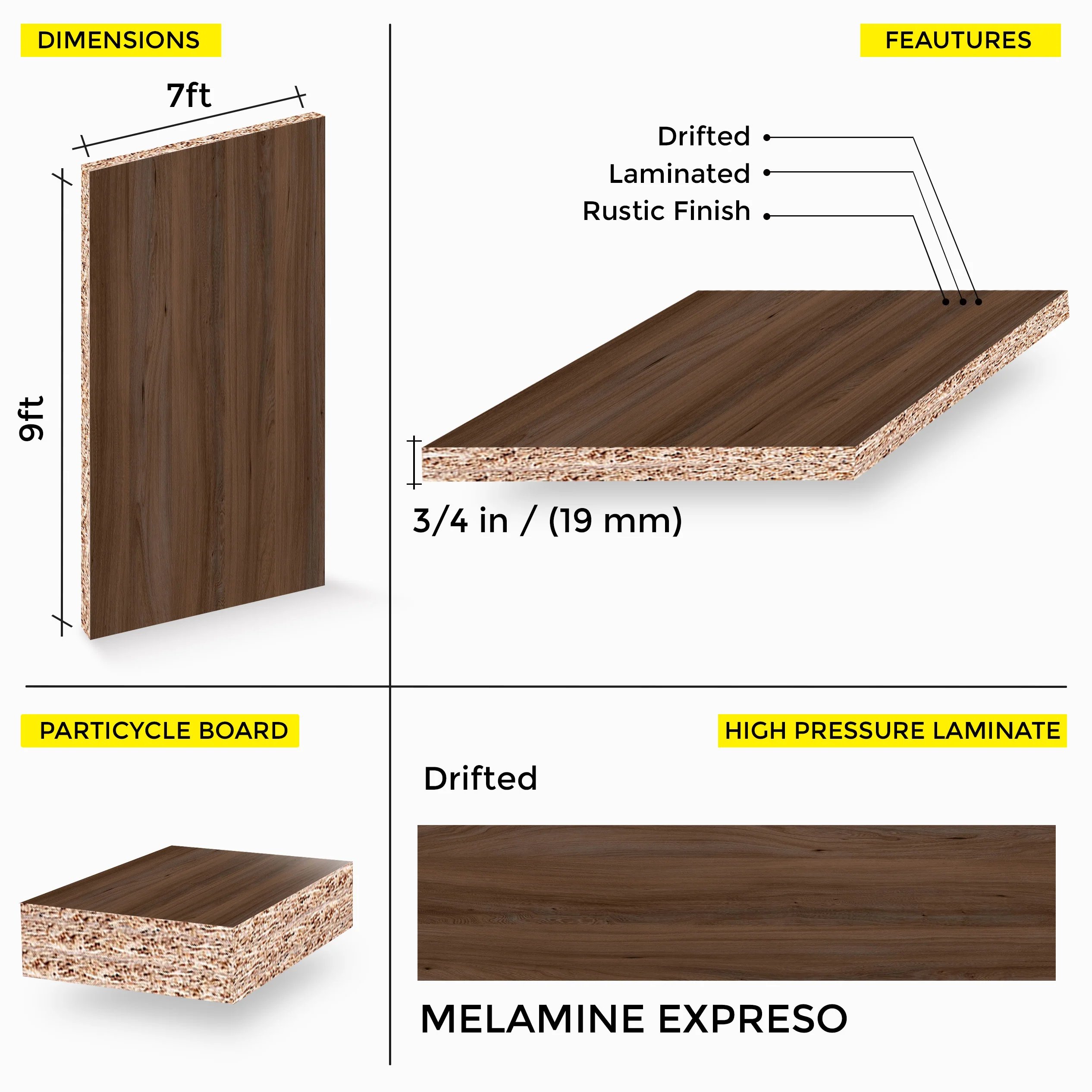 MELAMINE EXPRESO 7X9 19MM - Image 2