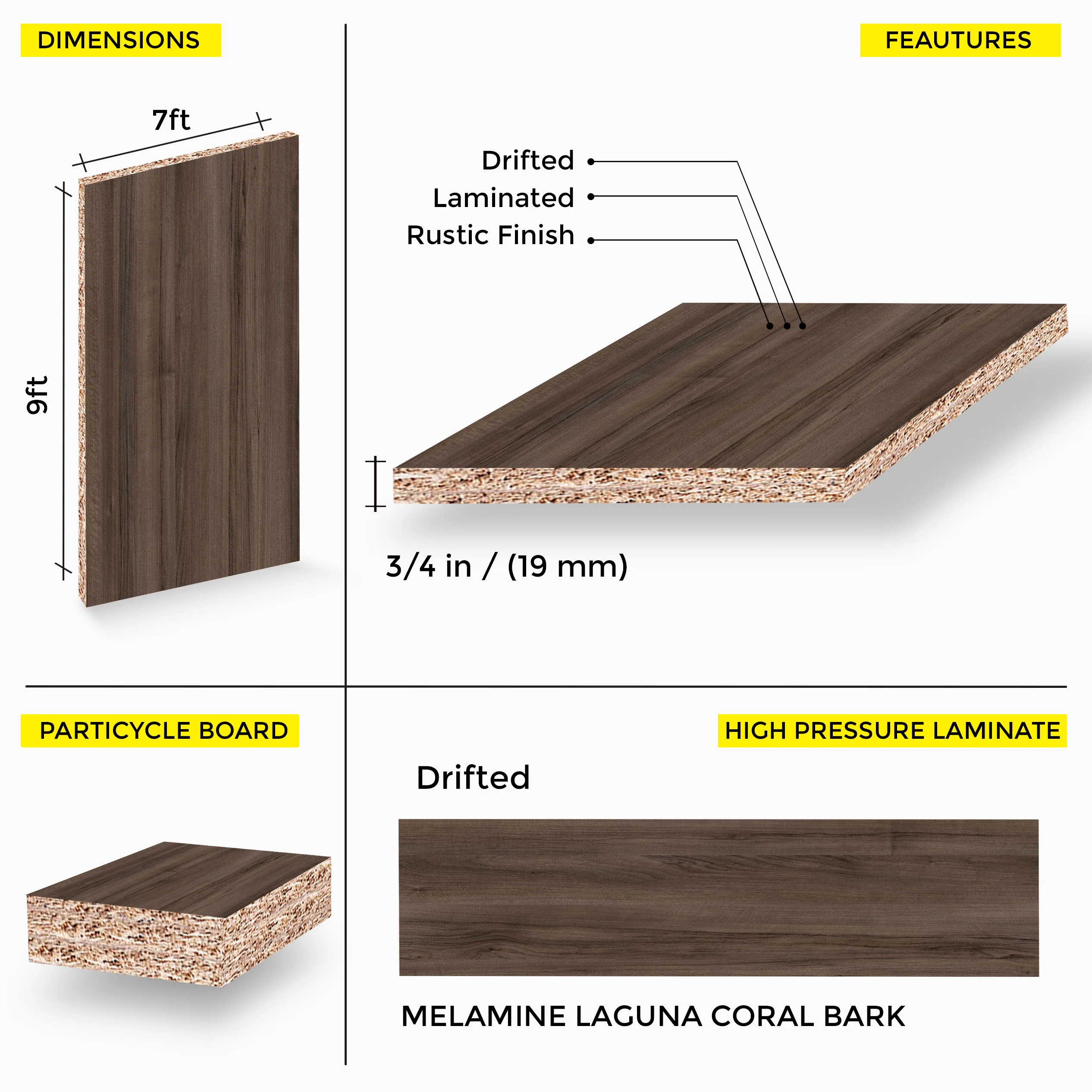 MELAMINE LAGUNA CORAL BARK 7X9 19MM - Image 2