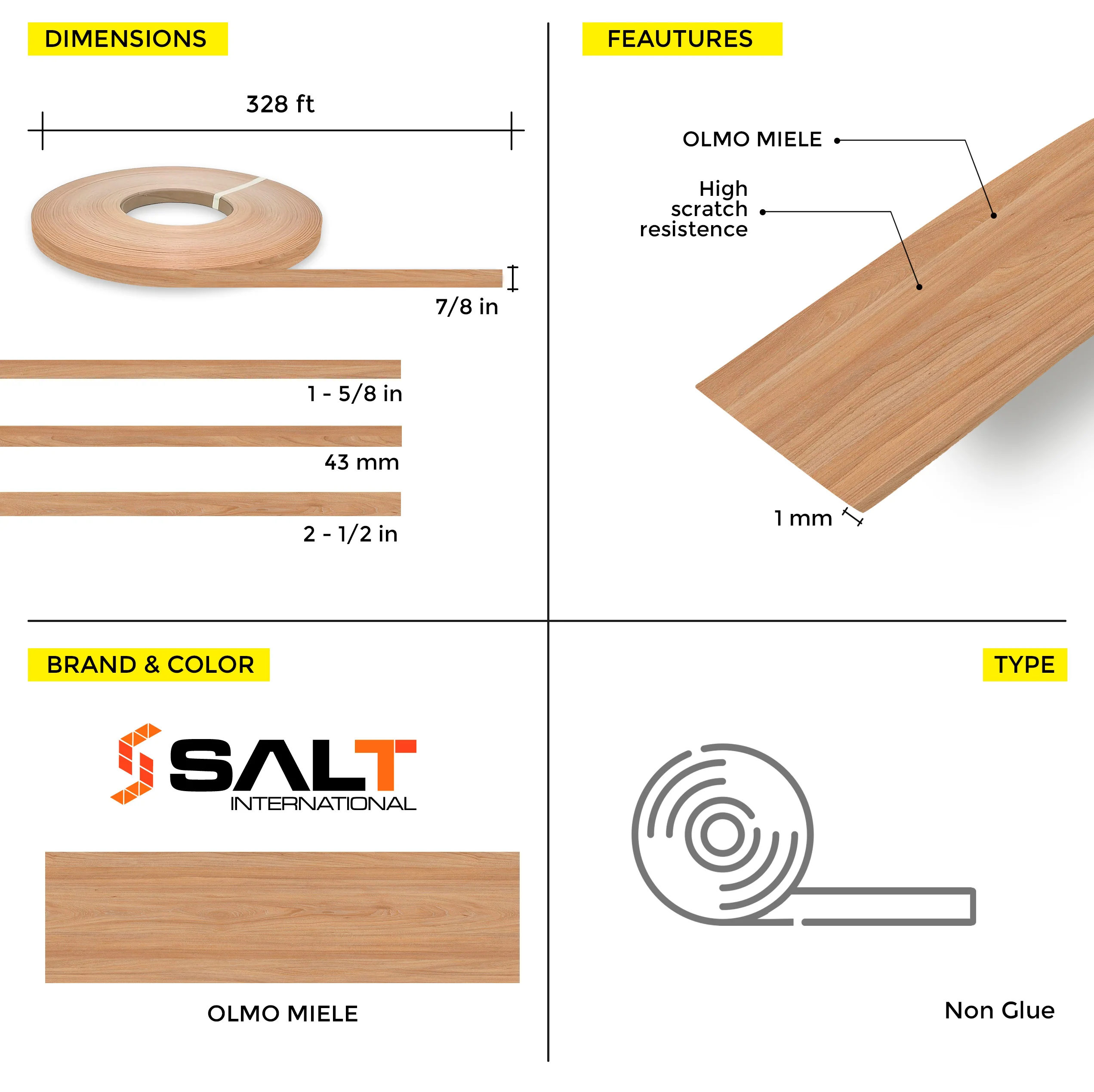 Olmo Miele PVC Edge Banding (328 ft x 1 mm) - Image 16