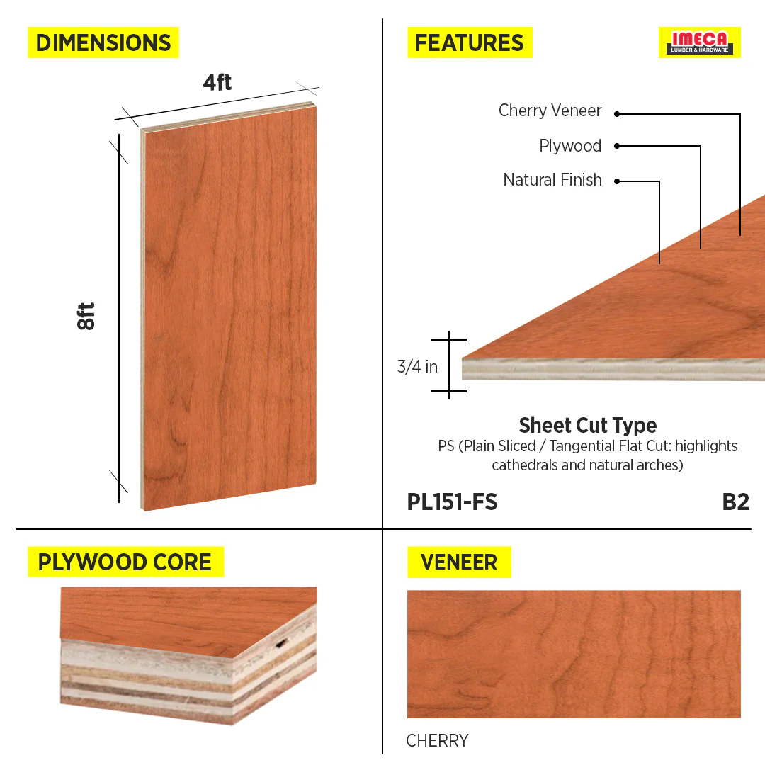 PLYWOOD PS CHERRY VC 3/4 B-2 48.5"X96.5" - Image 2