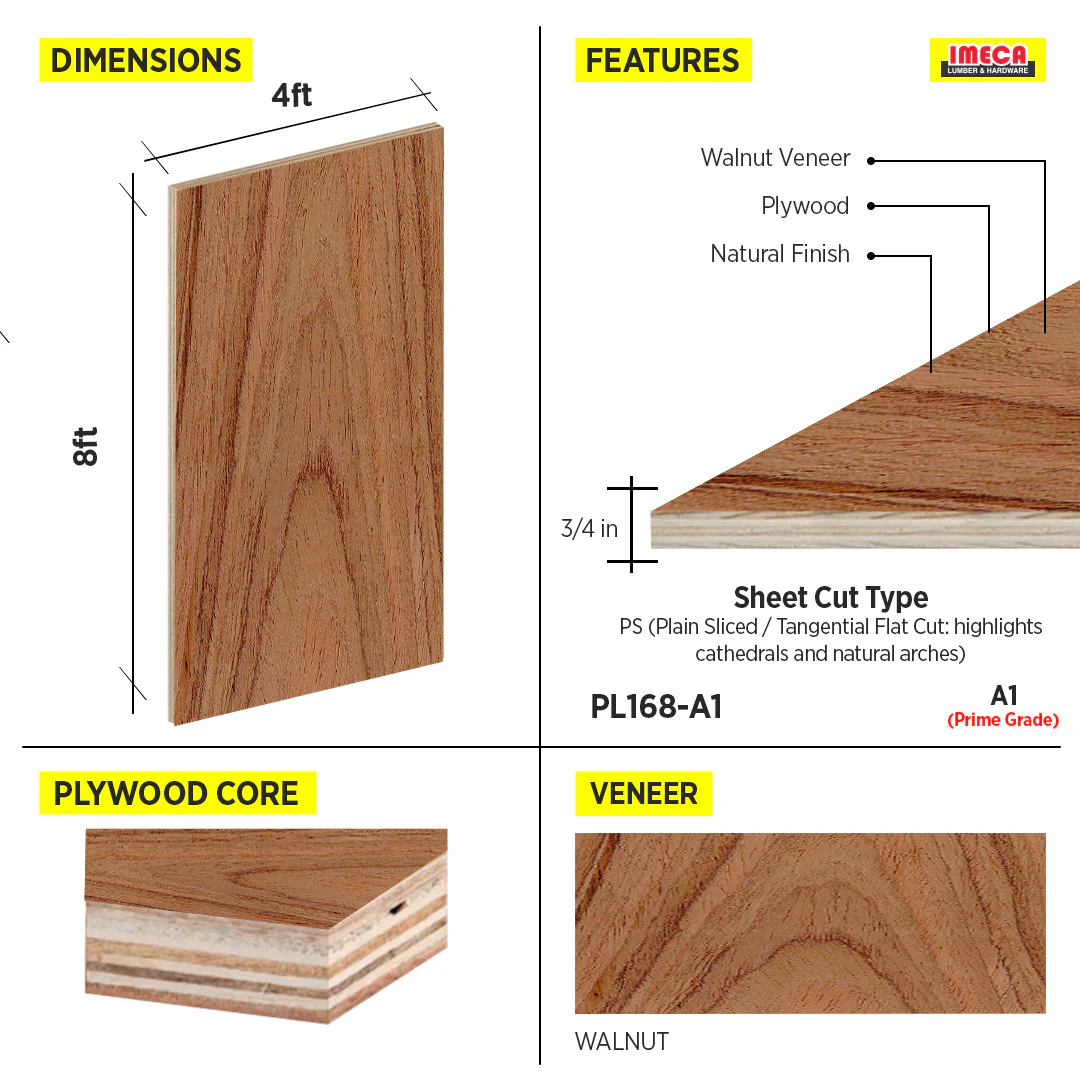 PLYWOOD DOMESTIC WALNUT 3/4 4X8 PS A1 - Image 2
