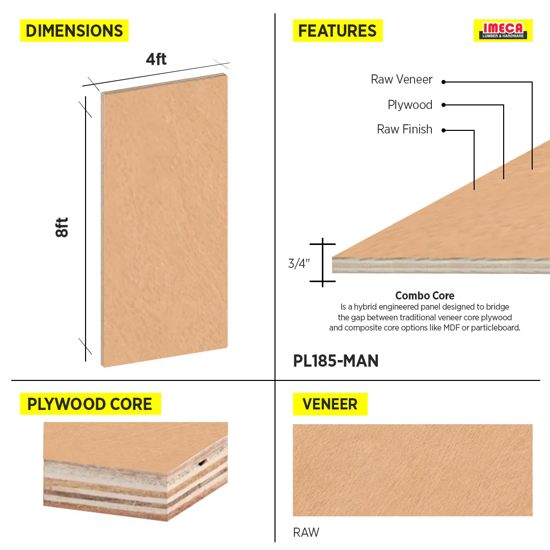PLYWOOD 3/4" RAW COMBO CORE 4X8 - Image 2