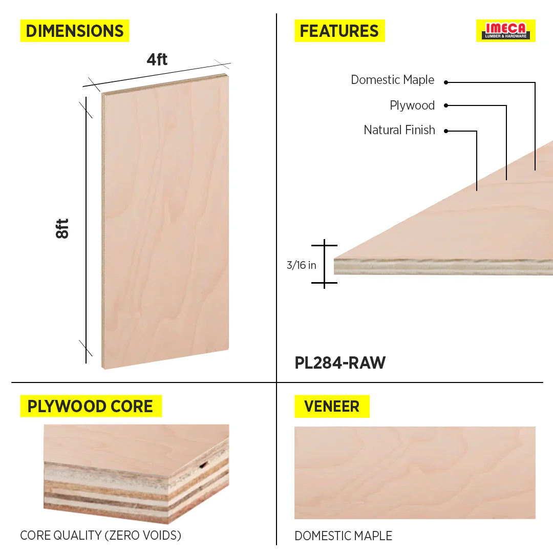 PLYWOOD DOMESTIC BEAD BOARD 5 MM MAPLE - Image 2