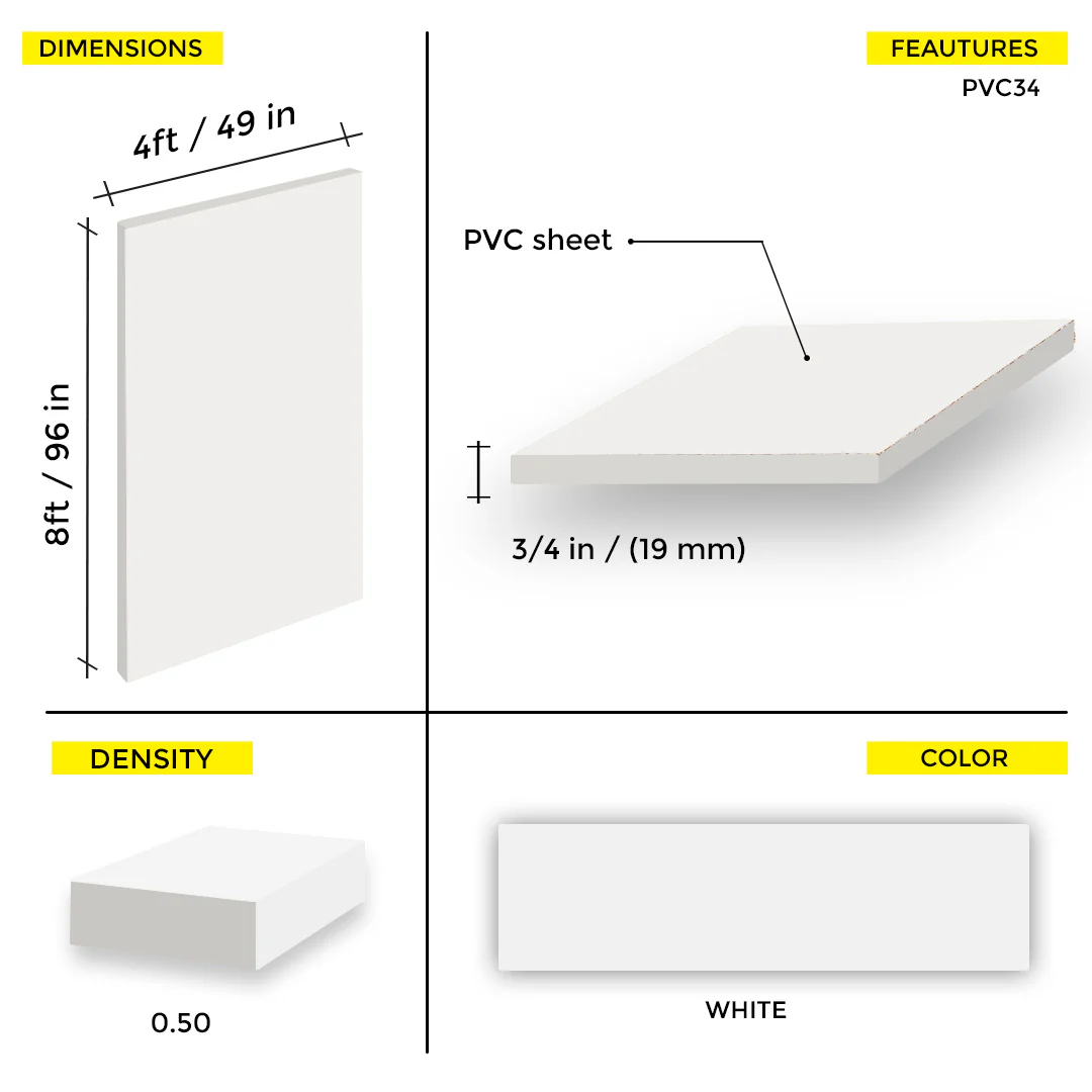 PVC BOARD 3/4" 4X8 (0.50 DENSITY) - Image 2