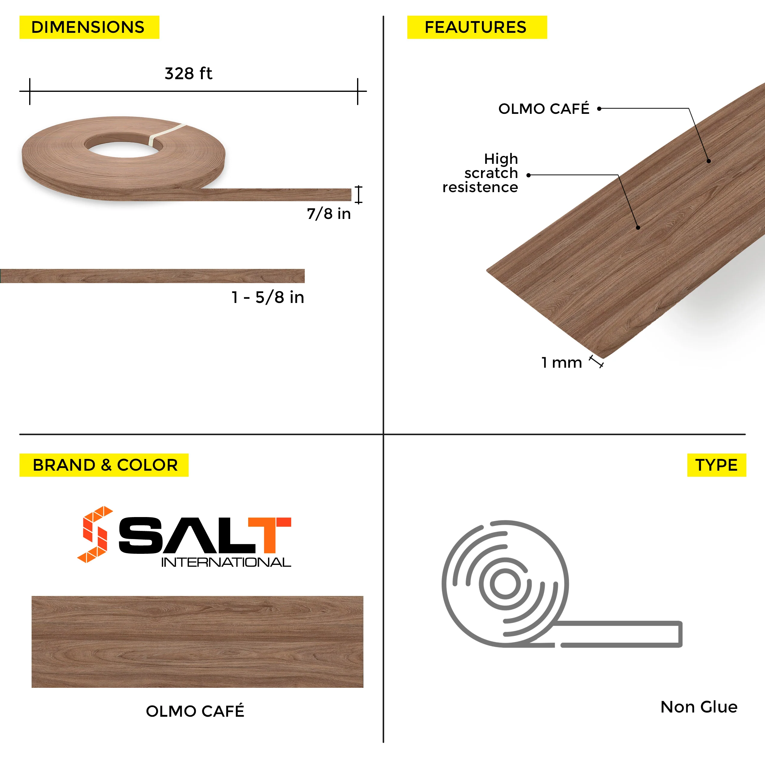 Olmo Cafe PVC Edge Banding (328 ft x 1 mm) - Image 3