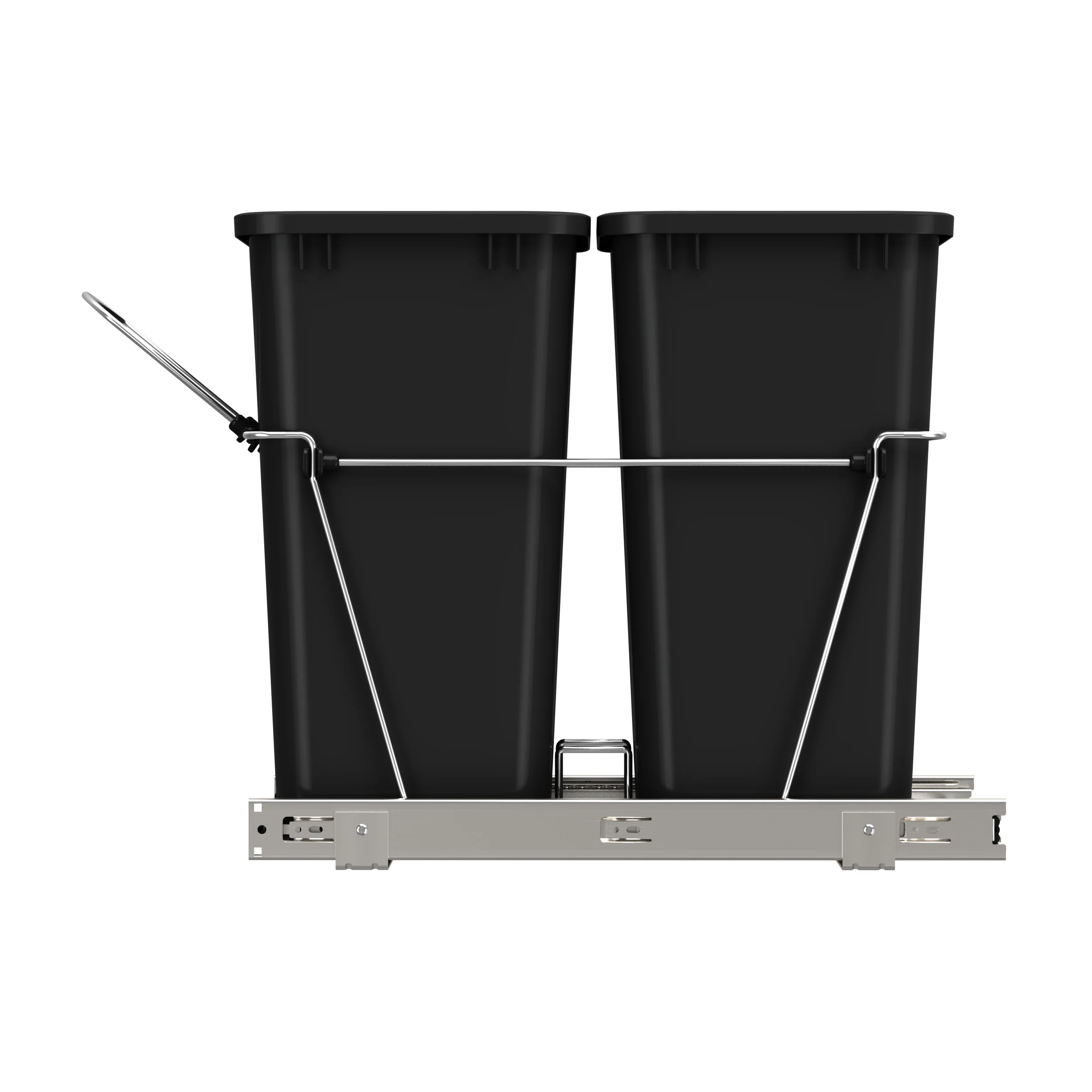 Double 35 Qrt Pull-Out Waste Containers Black  14.38 in (365 mm) W x 22 in (559 mm) D x 19.25 in (489 mm) H - Image 4