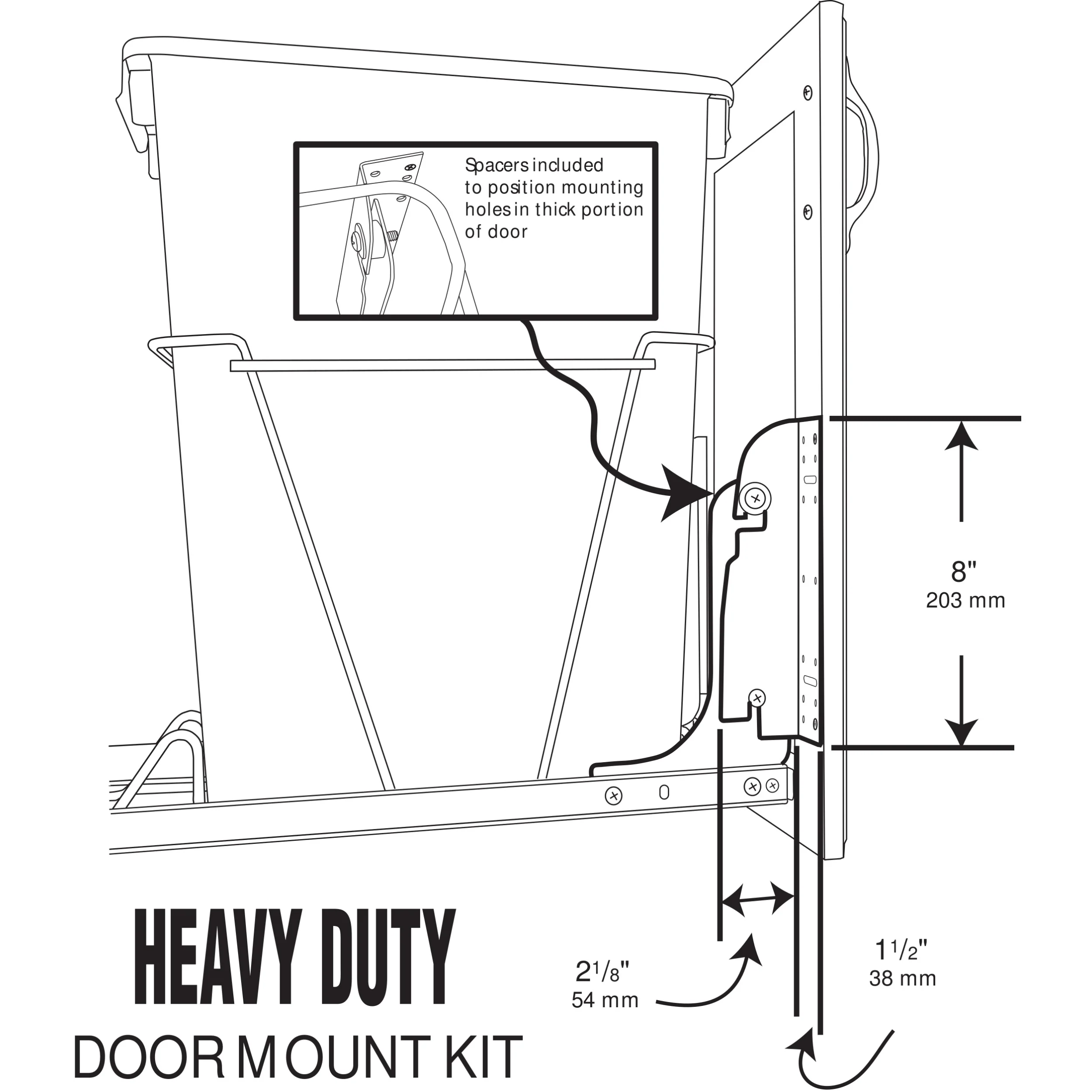 Door mounting Kit for RV Series Metallic Silver 1.5 in (38 mm) W x 2.13 in (54 mm) D x 8 in (203 mm) H - Image 6