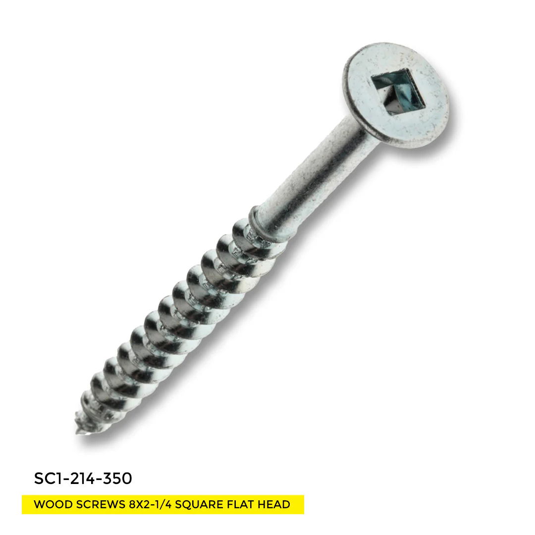 WOOD SCREWS IMEX SQUARE FLAT HEAD WITH NIBS #8 2-1/4" TYPE 17 COARSE ZINC 350 BOX - Image 2