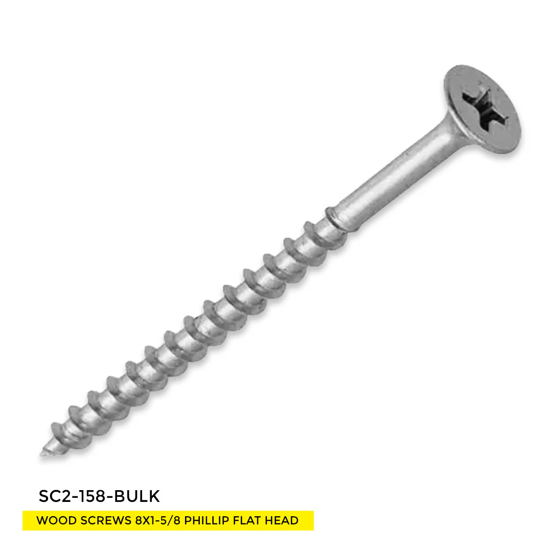WOOD SCREWS IMEX PHILLIP FLAT HEAD WITH NIBS #8 1-5/8" TYPE 17 COARSE ZINC 5.000 BULK