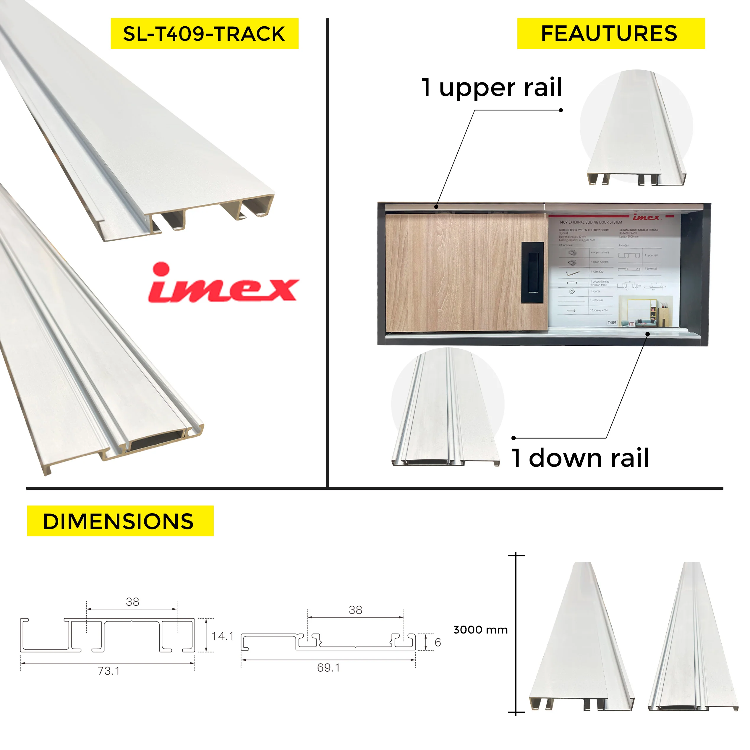 SLIDING DOOR SYSTEM TRACKS 3M - Image 6
