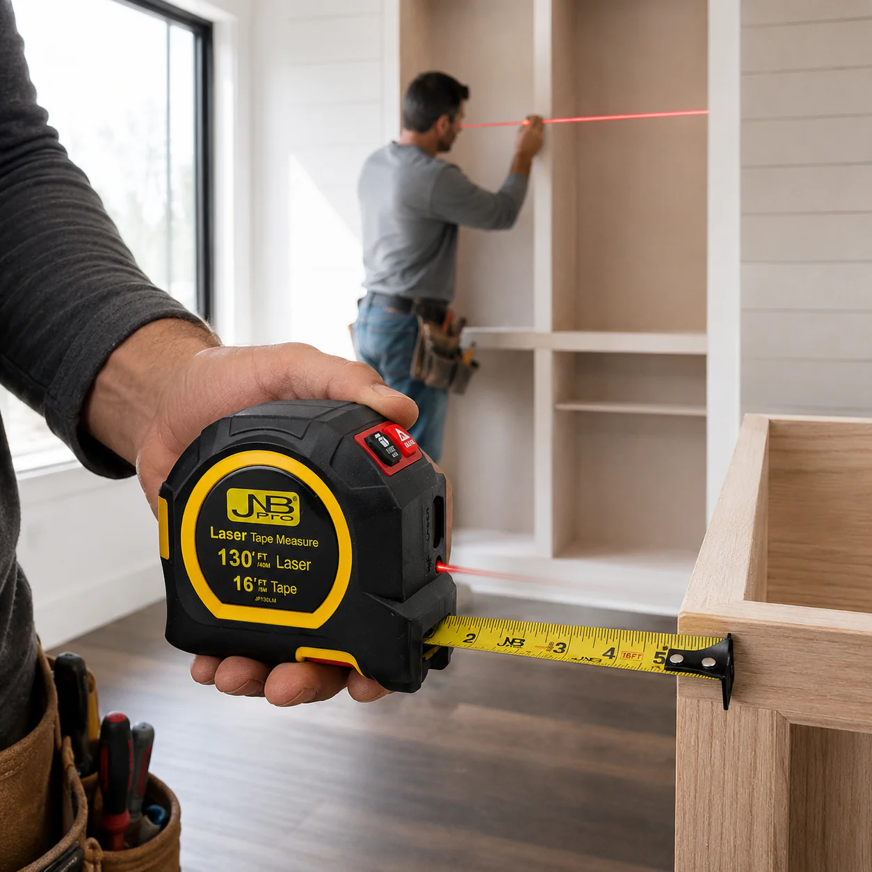 JNB Digital Laser & Tape Measure - 130 ft / 16 ft - Image 2