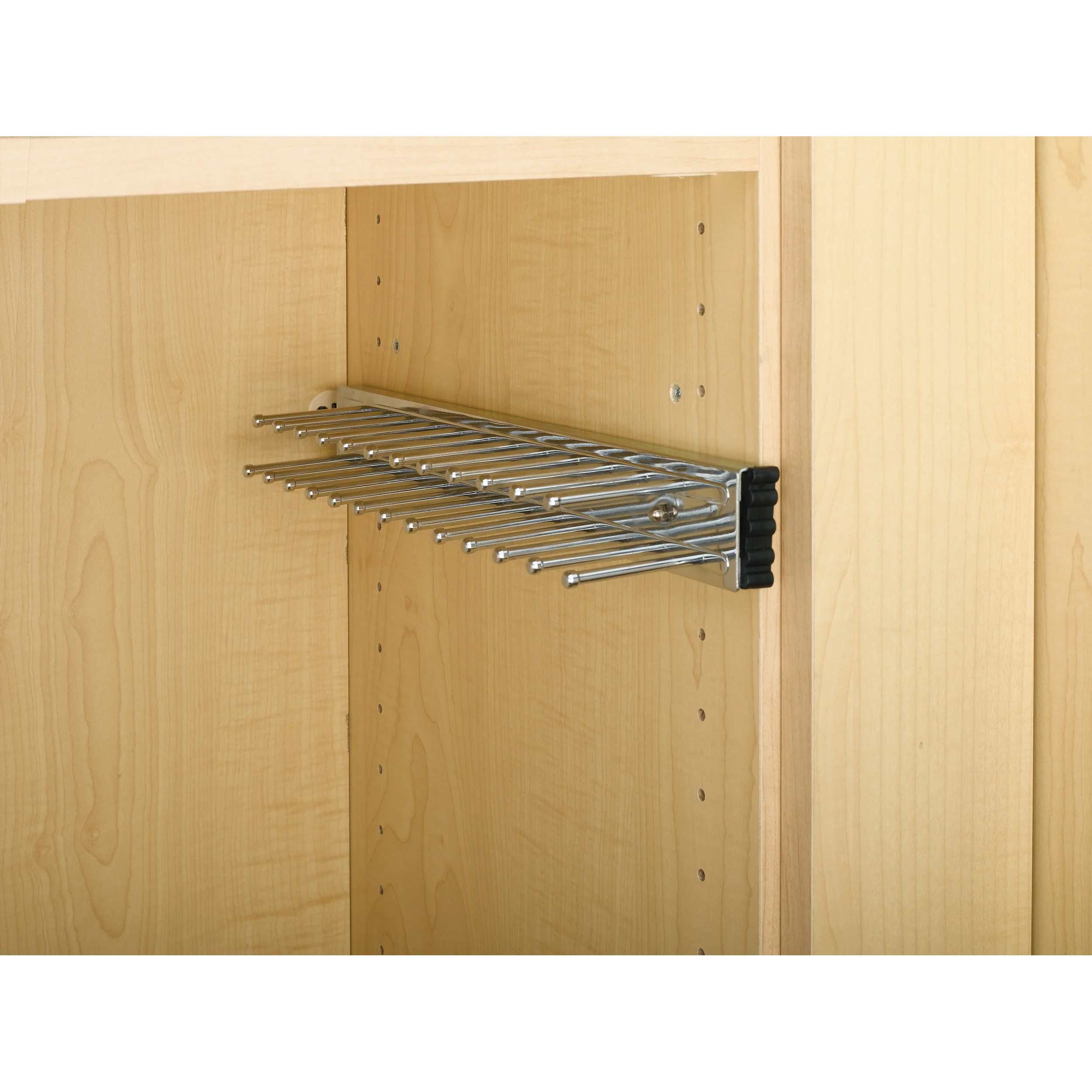 14 in Chrome Side mount Tie Rack Chrome 2.5 in (64 mm) W x 14 in (356 mm) D x 1.88 in (48 mm) H - Image 4