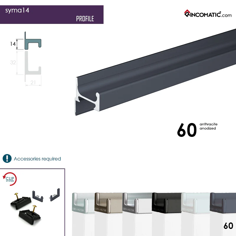 Syma14 Profile Handle Anthracite Grey anod. 2670 mm (105 1/8 inches) - Image 3