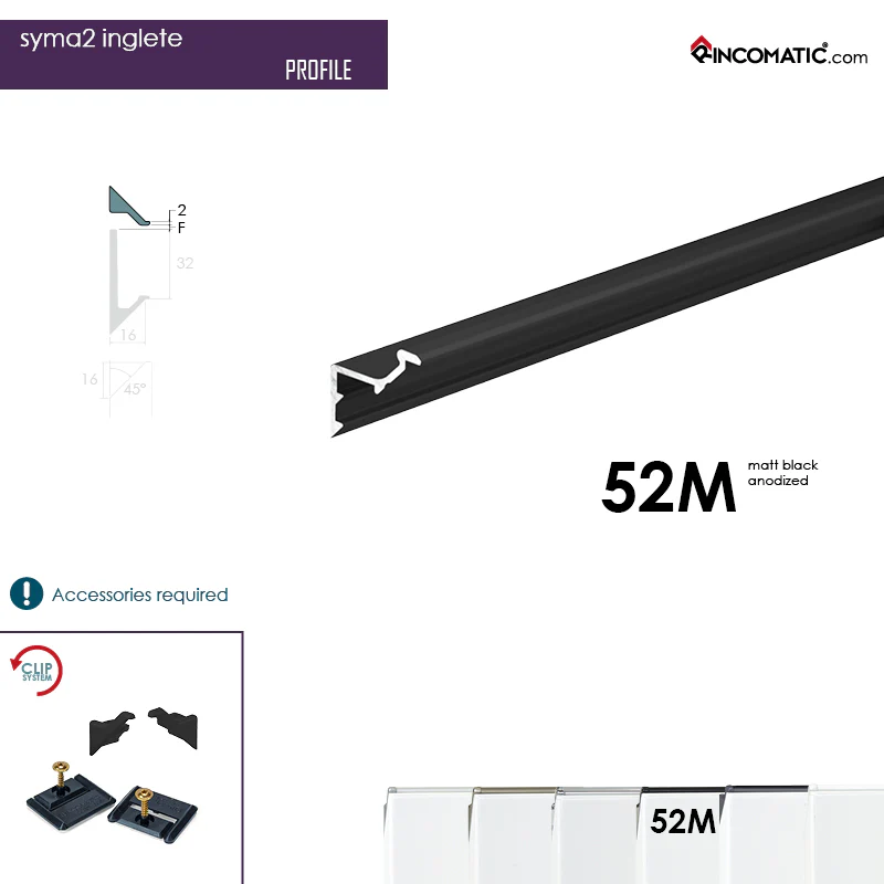 SYMA2 Inglete Profile Handle Matt Black anod. 2670 mm 105 1/8 inches - Image 3